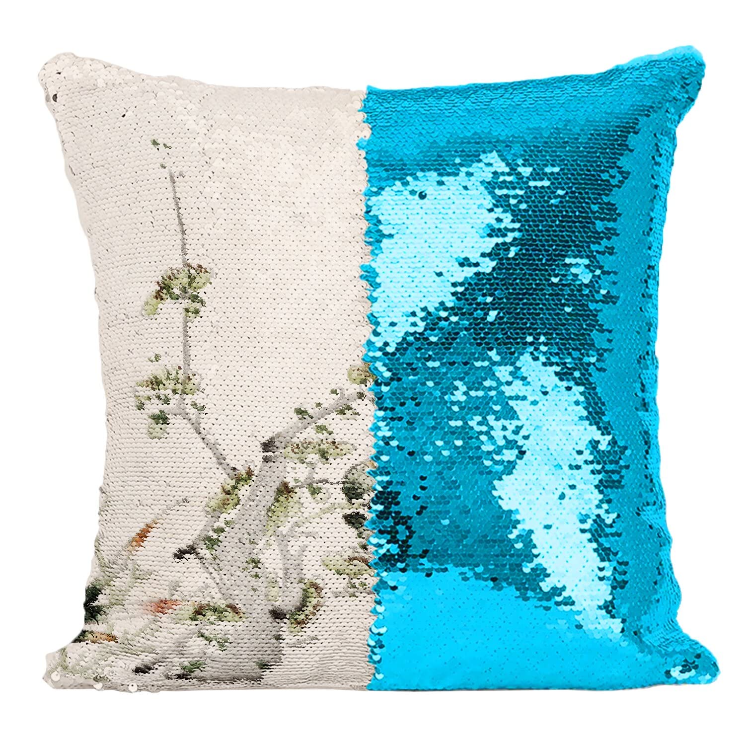 Coussin Sequin Turquoise Estampe Japonaise pour raviver un canapé terne avec élégance