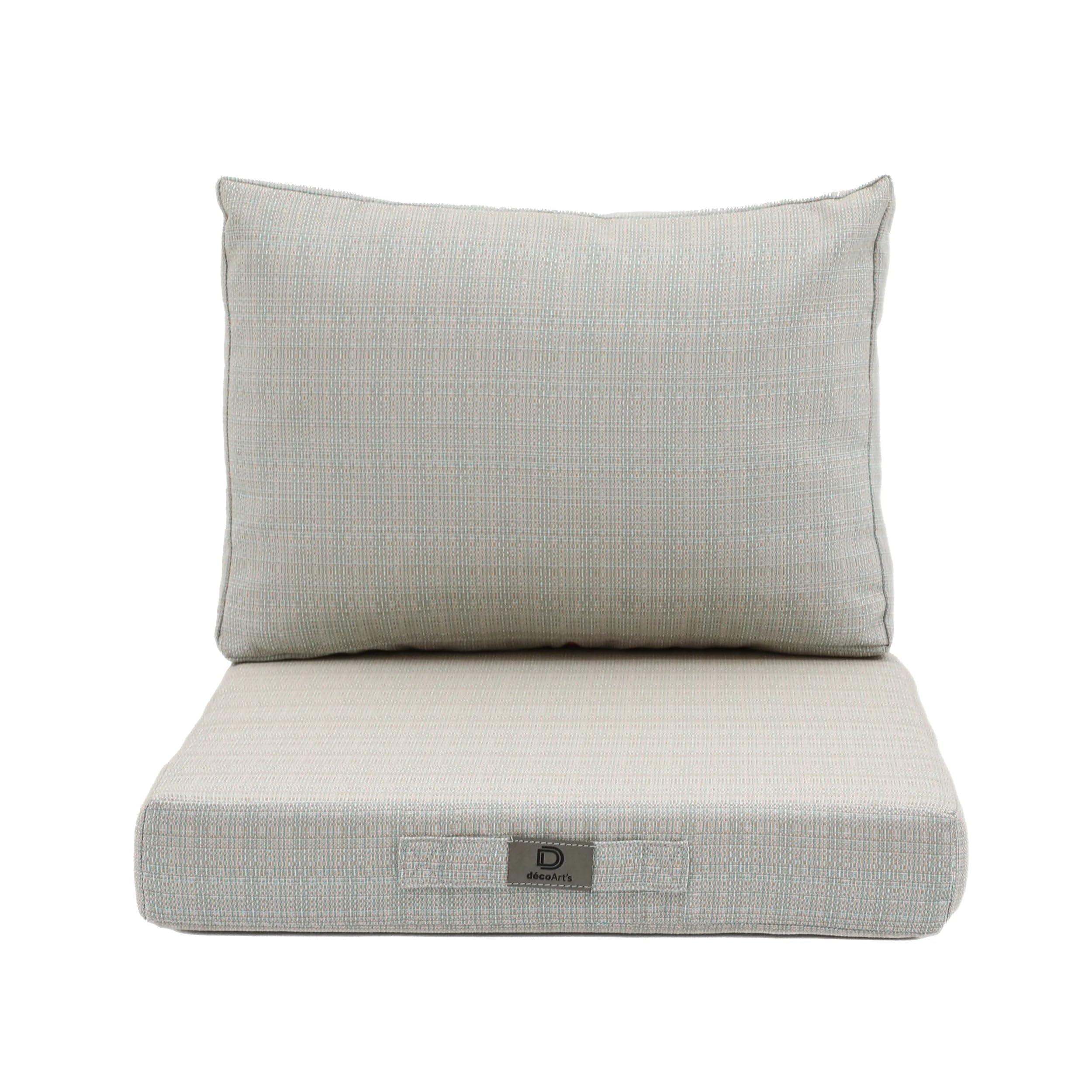 Cuscini da Esterno Impermeabili e Sfoderabili, Set 2 Pezzi Seduta e Schienale per Divano, Sedia o Poltrona da Giardino, 50x50 cm, Beige Turchese