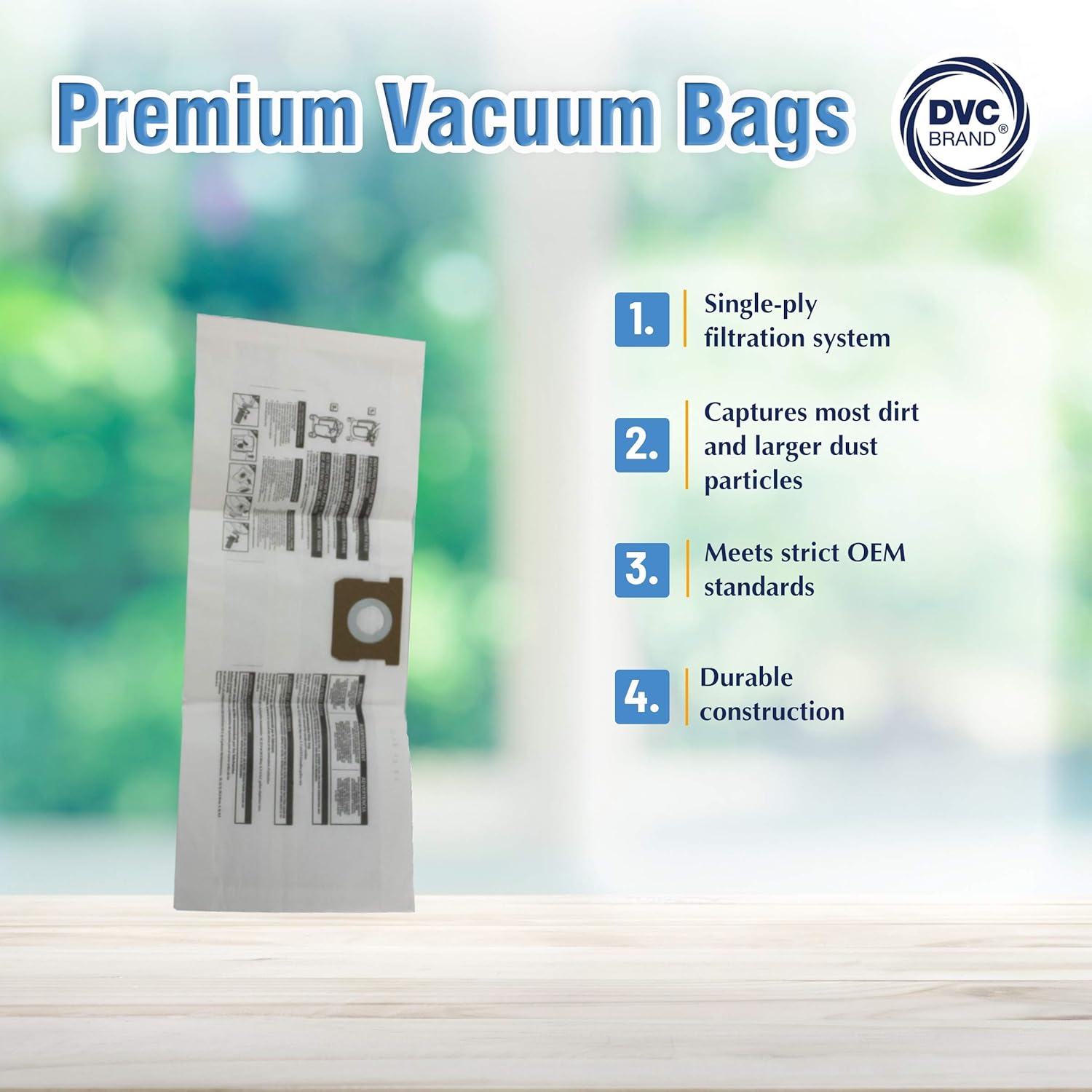 DVC Replacement Style E Vacuum Bags For Shop Vac 5 to 8 Gallon Wet/Dry Vacuum Cleaners - Compare to Shop Vac 9066100 bags | Includes 3 Standard Vacuum Bags