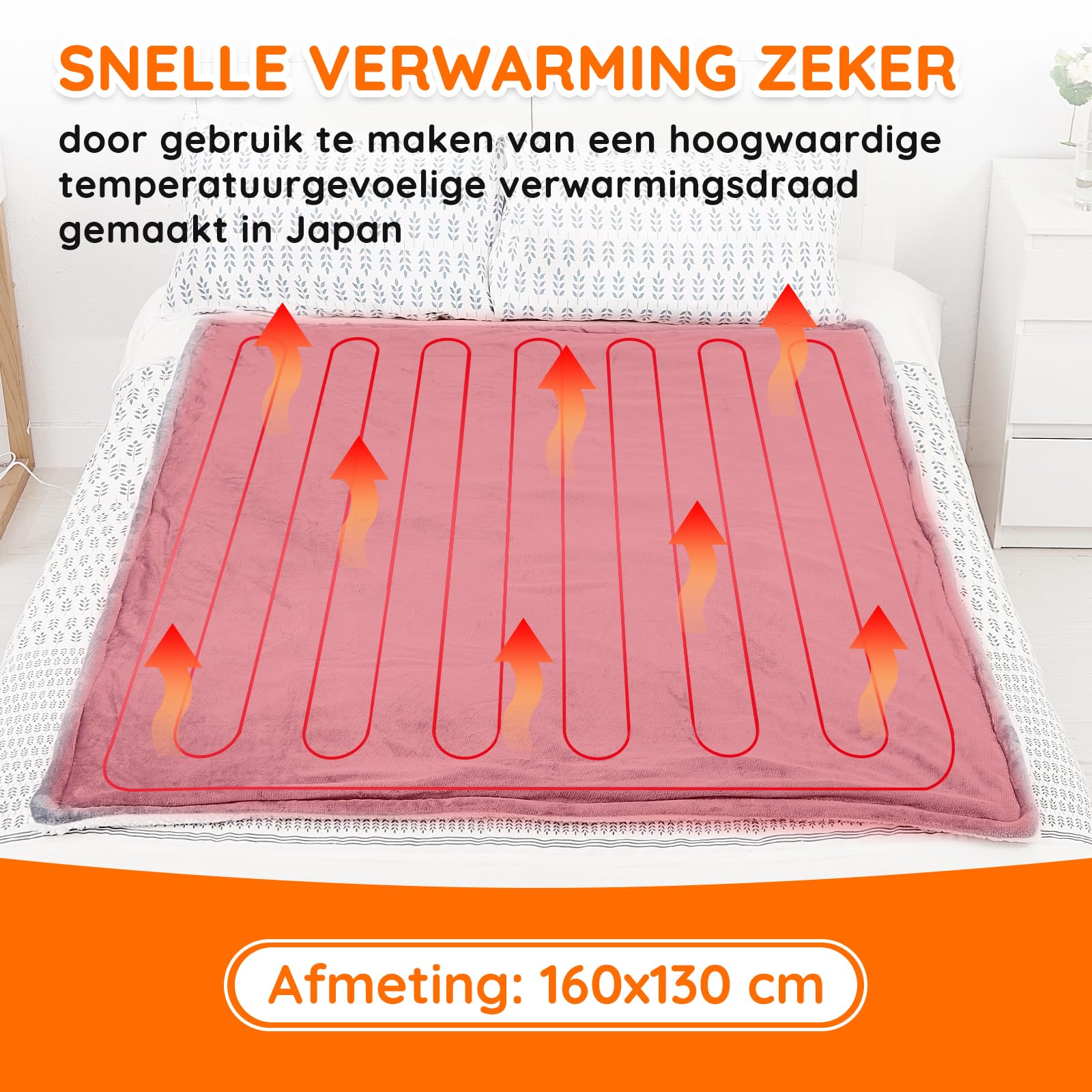 MONHOUSE Verwarmde plaid - elektrische deken - digitale controller - timer tot 9 uur, 9 warmte-instellingen, automatische uitschakeling - machinewasbaar - eenpersoons 130 x 160 cm - grijs