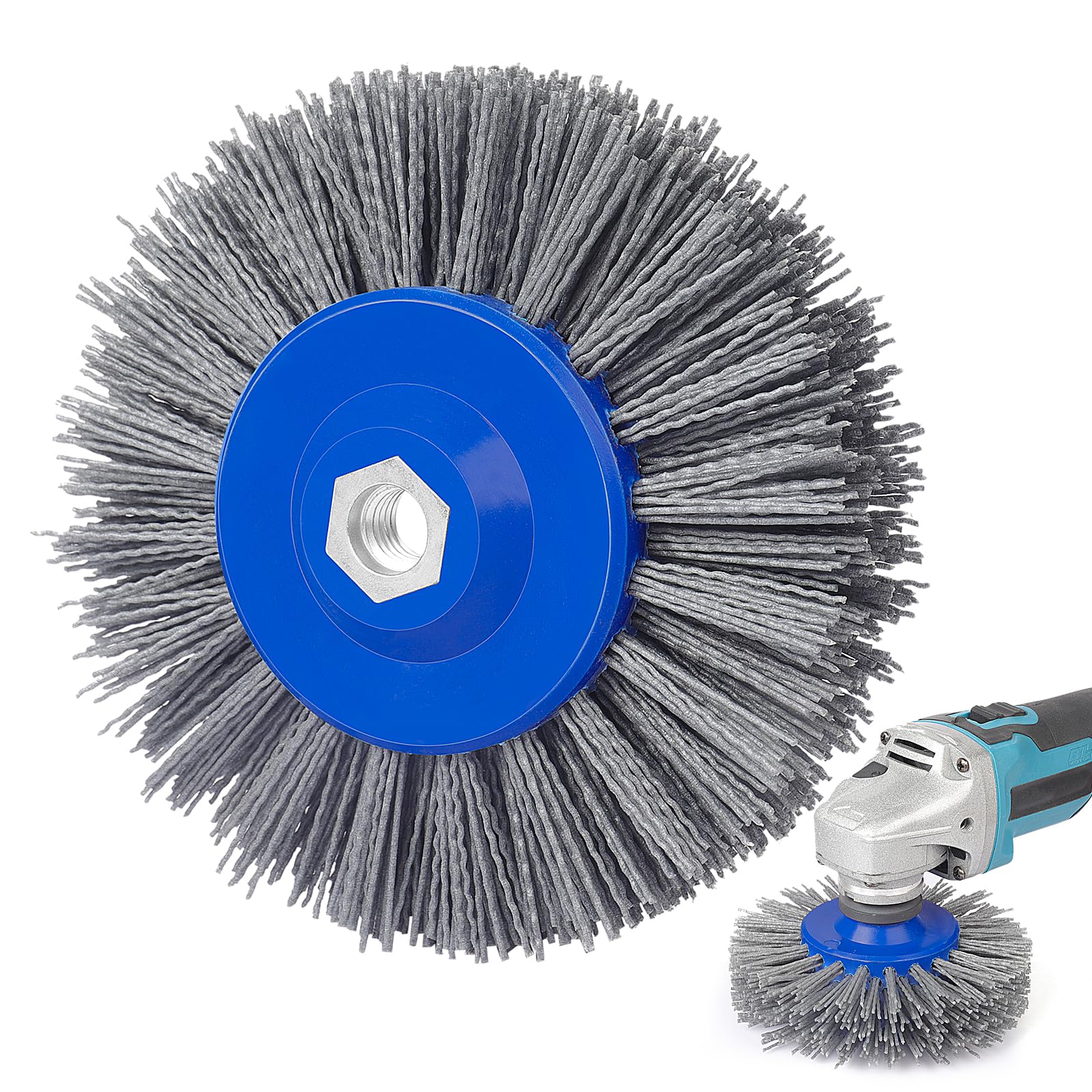 Brosse Abrasive 120 Grains 150mm Brosse En Nylon Brosse Métallique Brosse De Polissage Pour Polisseuse Satinée Brosse à Poils M14