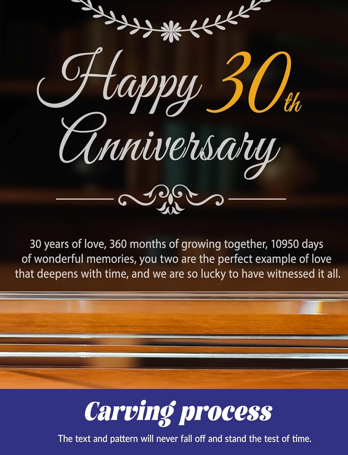 30th Wedding Anniversary Crystal Quartz Clock,30 Years of Marriage Gift,Happy Pearl Anniversary Decoration Gift,for Parents,Grandparents,Couple - Image 6