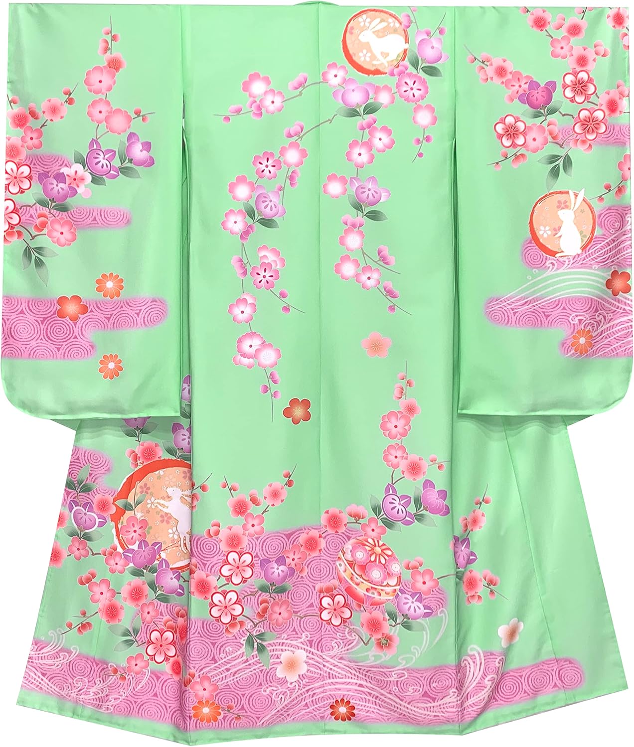 Muromachi-st.] 七五三 着物 7歳 女の子(日本製)絵羽柄の四つ身の子供