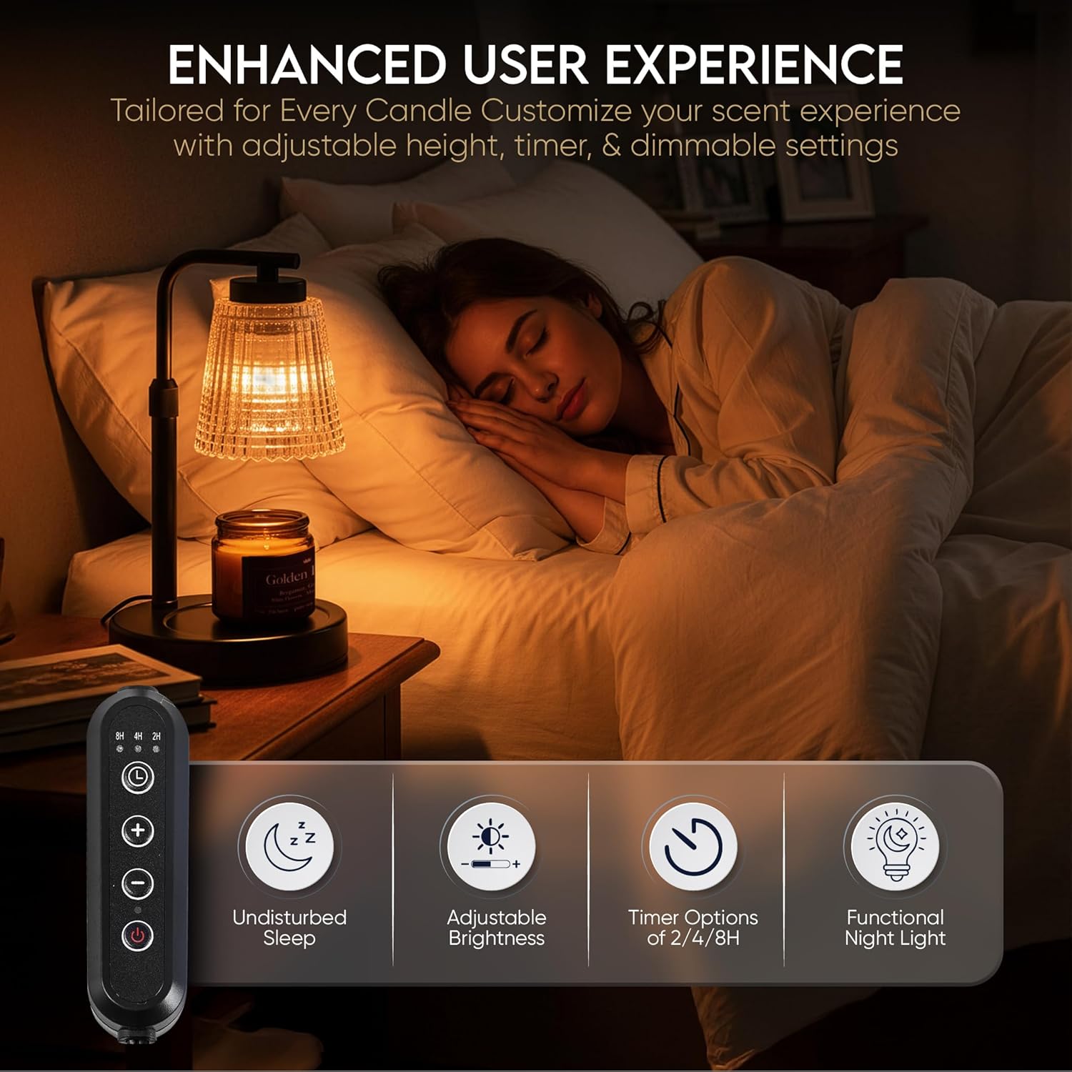 キャンドルウォーマーランプギフトセット プレミアムソイキャンドル3本、エッセンシャルオイル6%、調節可能なタイマー(2/4/8H)