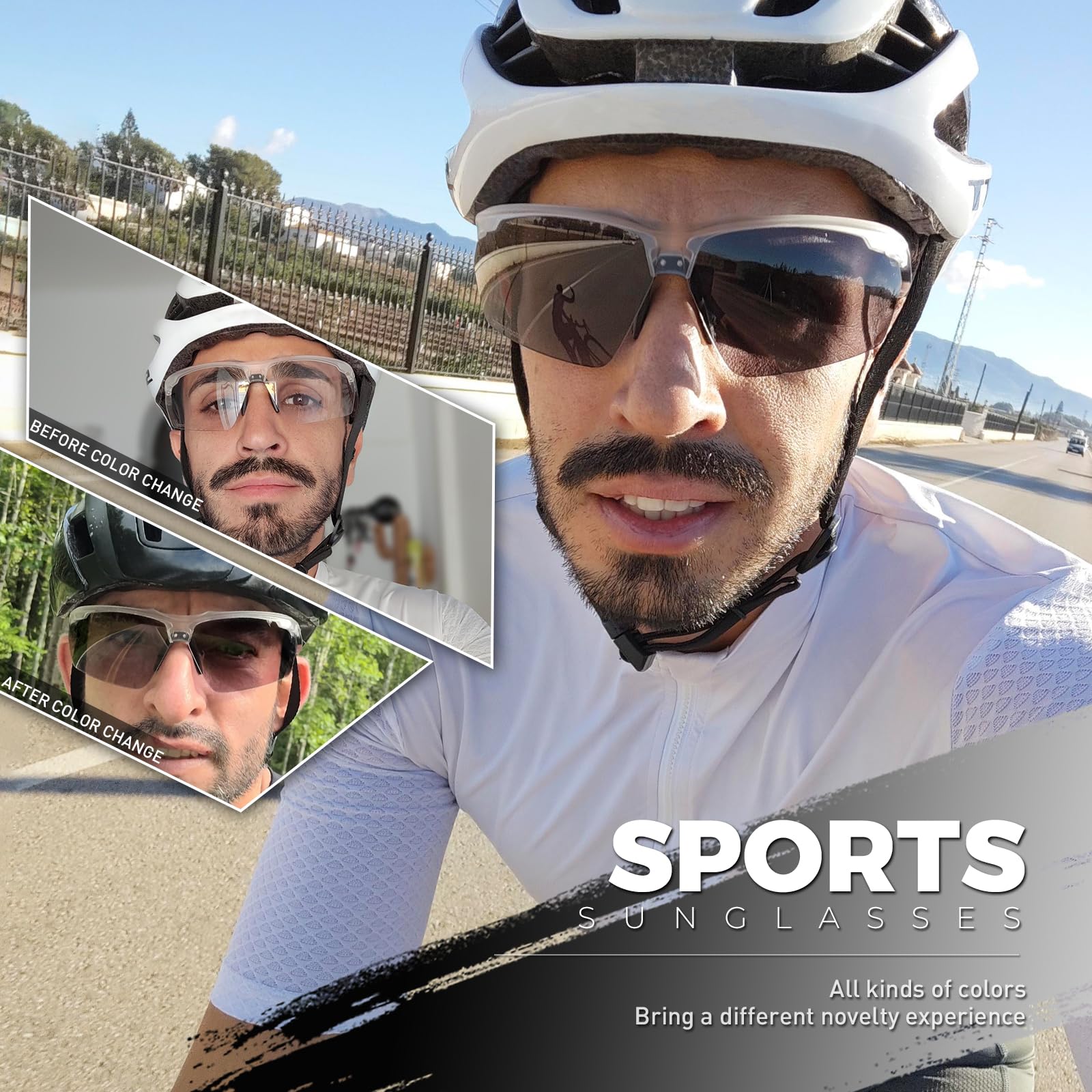 SCVCN Photochromatische Selbsttönend Fahrradbrille Herren Damen Sportsonnenbrille Klar Radsport Radfahren MTB S86