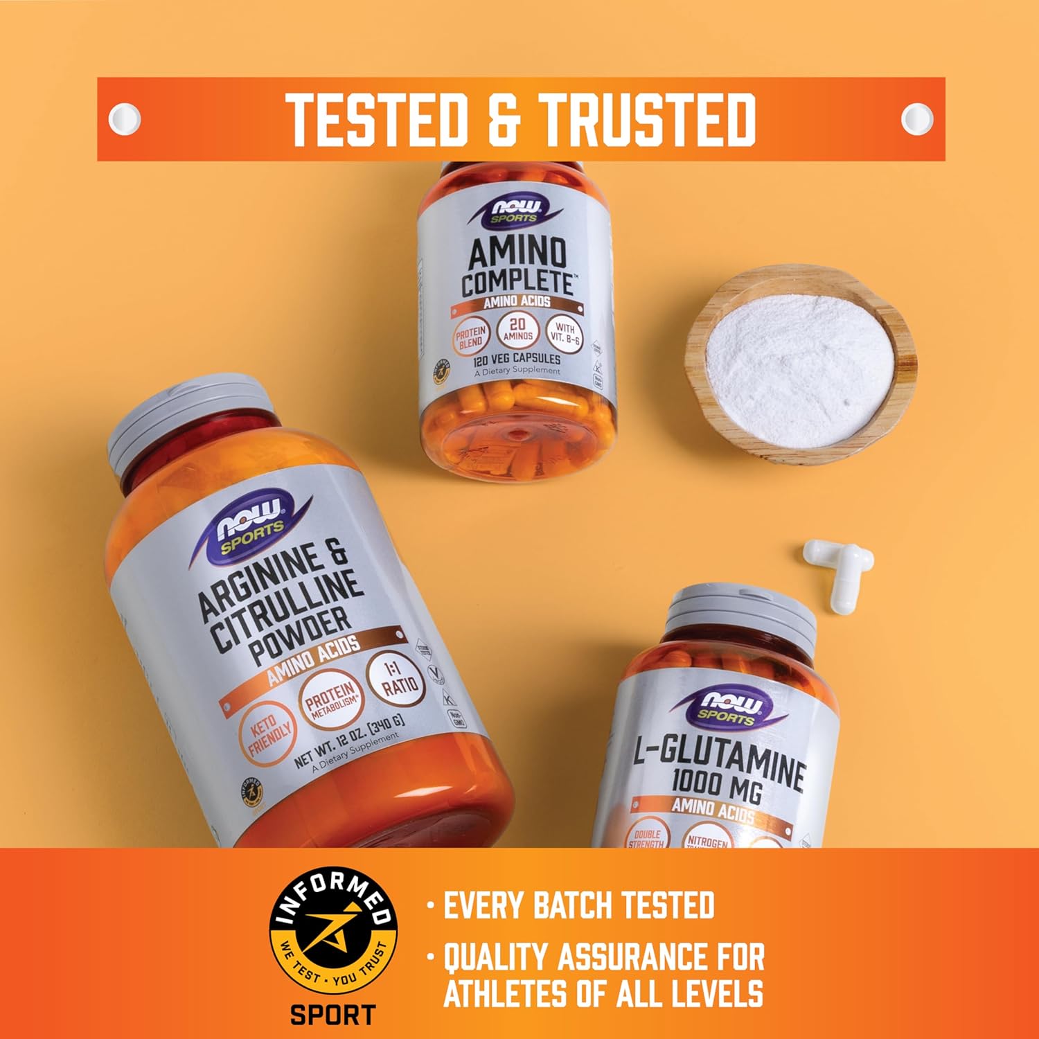 Now Foods Sports Nutrition, L-Arginine Double Strength 1000mg, Nitric Oxide Precursor, Amino Acids, 180 Tablets - Image 6