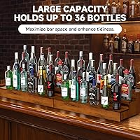 Vista 3 de Paquete de 2 soportes para botellas de licor, estante de exhibición de botellas de licor de 3 niveles, capacidad para 36 botellas, madera real