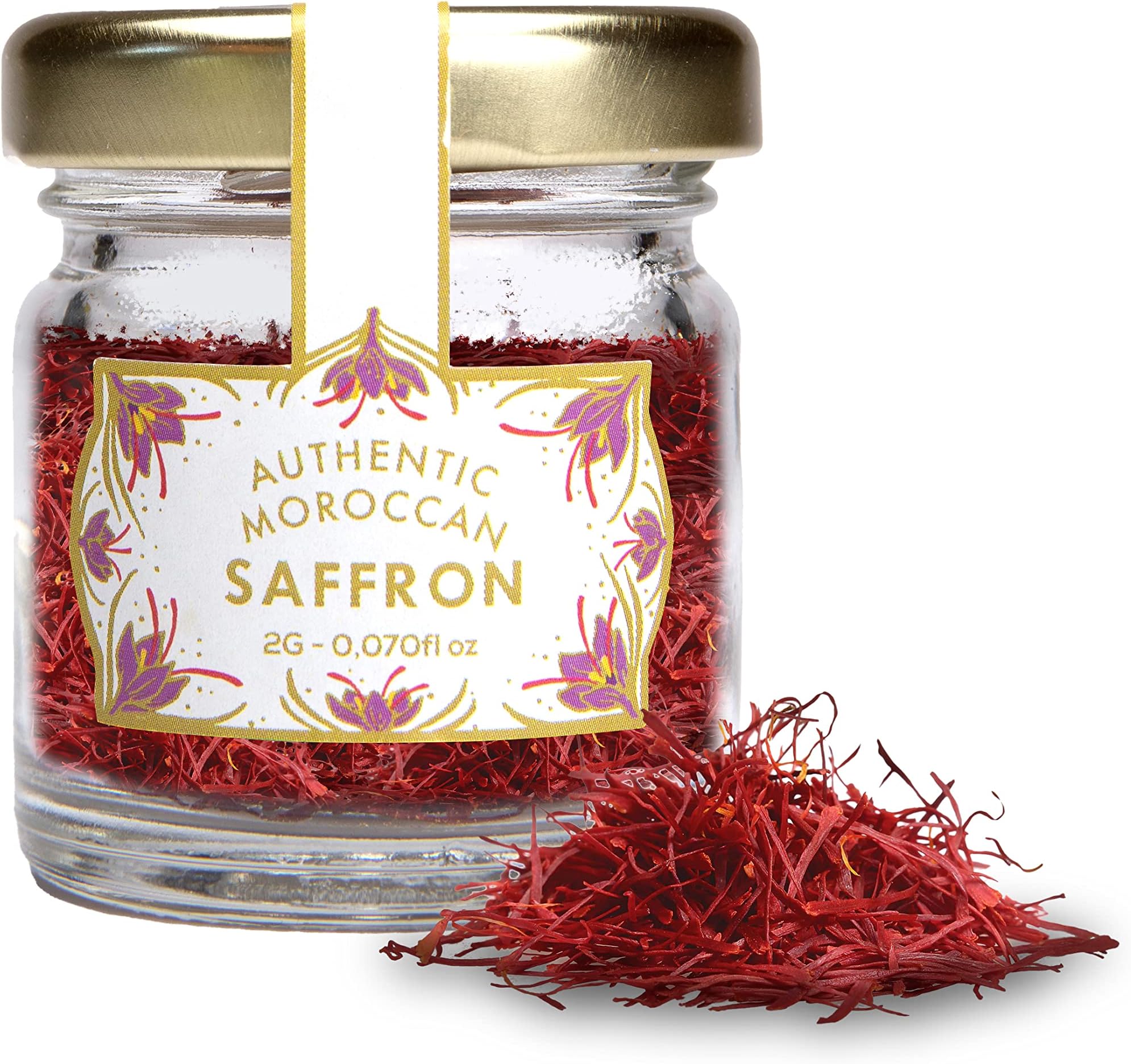 Casablanca Market Pure Organic Moroccan Saffron - Saffron Threads for Cooking from Pure Saffron Bulbs - Fresh Saffron Spice from Saffron Crocus Bulbs - Organic Saffron Straight from Morocco (2g)