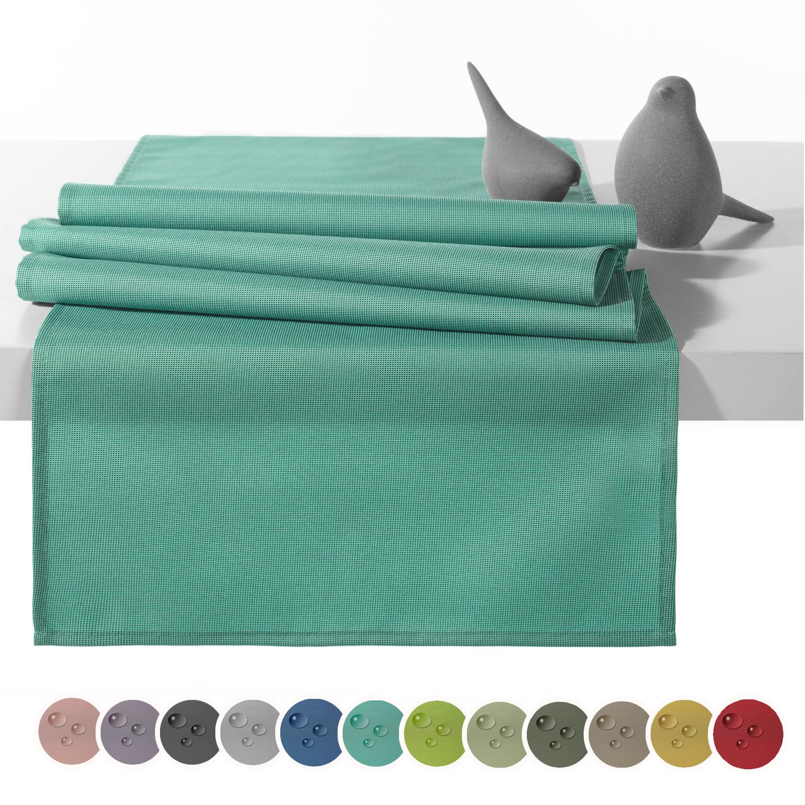 heimtexland Outdoor Tischläufer Garten Tischdecke 45x145 Tischdeko wasserabweisend wetterfest UV-beständig Typ551 Türkis
