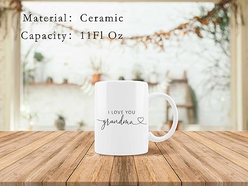 Vista 4 de QUICQOD Regalos para la abuela – Taza de café blanca con texto en inglés "I Love You Grandma - Regalos para abuela para cumpleaños de parte