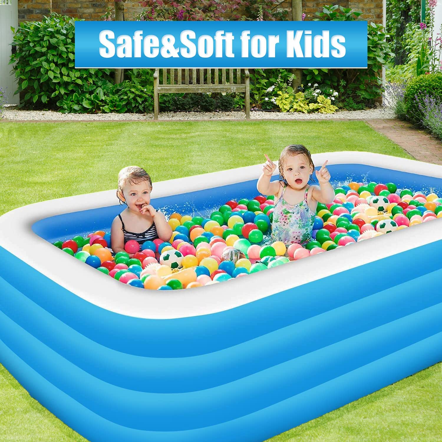 SYGA Family Inflatable Pool - Huge 3.05m Kiddie Tub -4