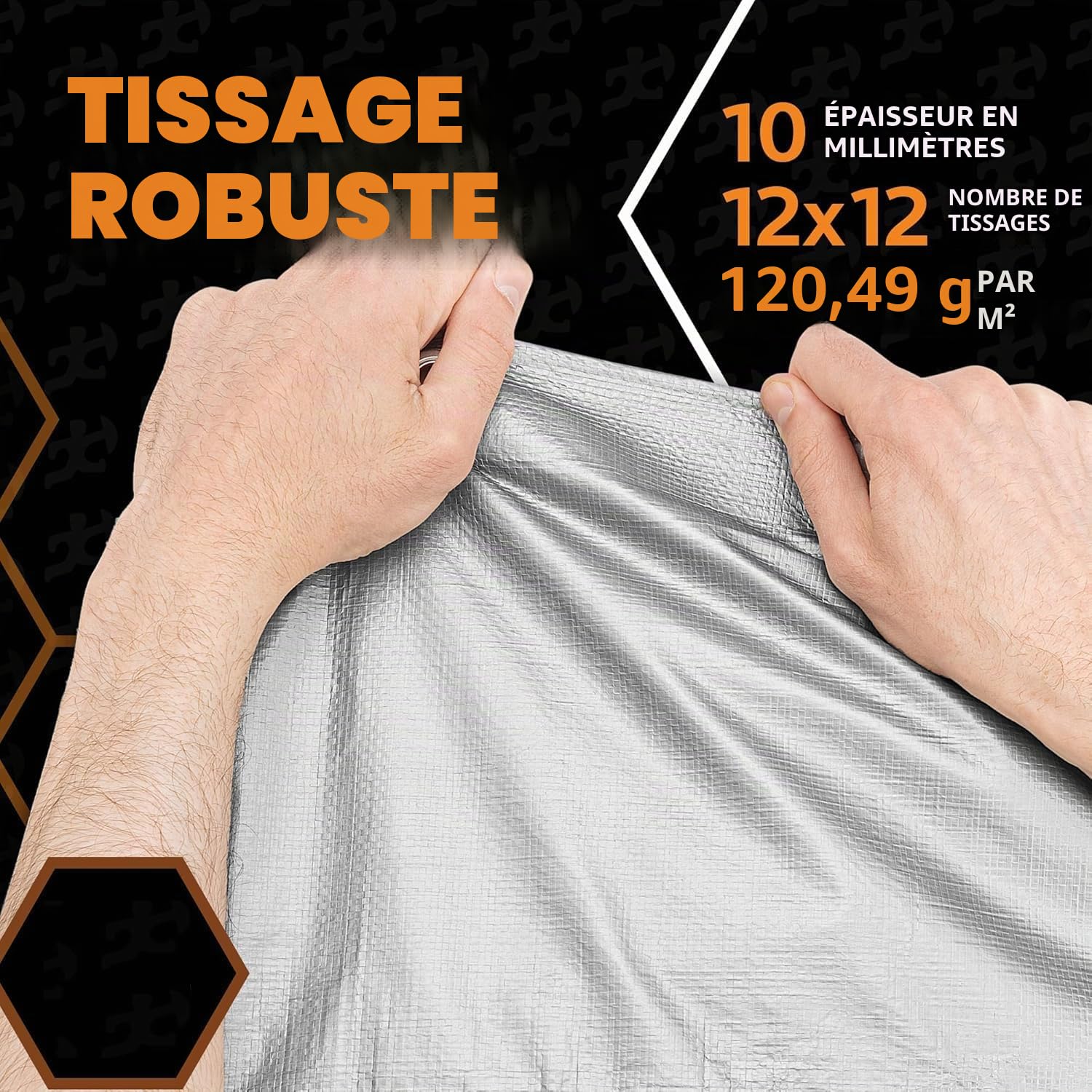 Bâche de Protection Exterieur, 500 g/m² 5x4m Imperméable Bâche Industrielle avec Œillets, Bâche Résistante aux Intempéries Ultra Lourde, Réversible, Argent et Bleu