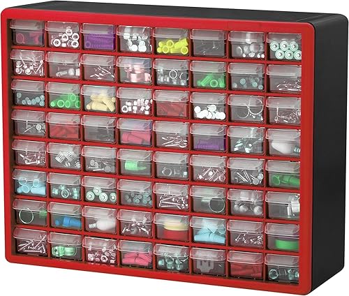 Miniatura 9 de Akro-Mils 10164 - Gabinete de 64 cajones de plástico para almacenar piezas de ferretería y manualidades, 20 x 6 x 16 pulgadas (ancho x profundidad x