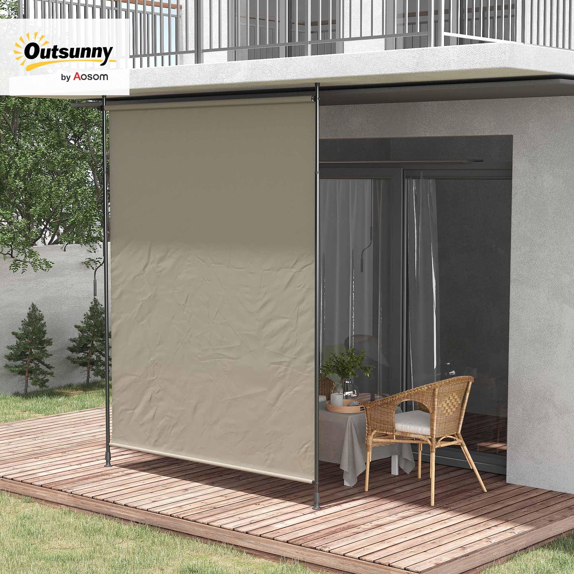 Outsunny markiza pionowa, 200 x 292 cm, zwijana ochrona przed słońcem, regulowana markiza boczna, ochrona przed wiatrem na balkon, taras, do ogrodu, aluminiowa, piaskowa