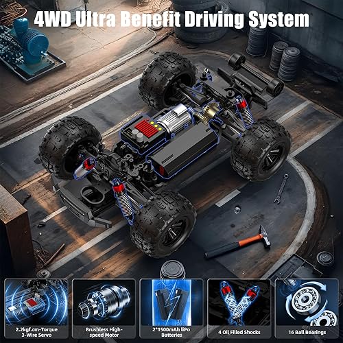 Miniatura 2 de Autos RC rápidos sin escobillas 116 para adulto, auto de control remoto de alta velocidad de 35 Mph, camión Cyber RC, juguete Monster Truck 4x4,