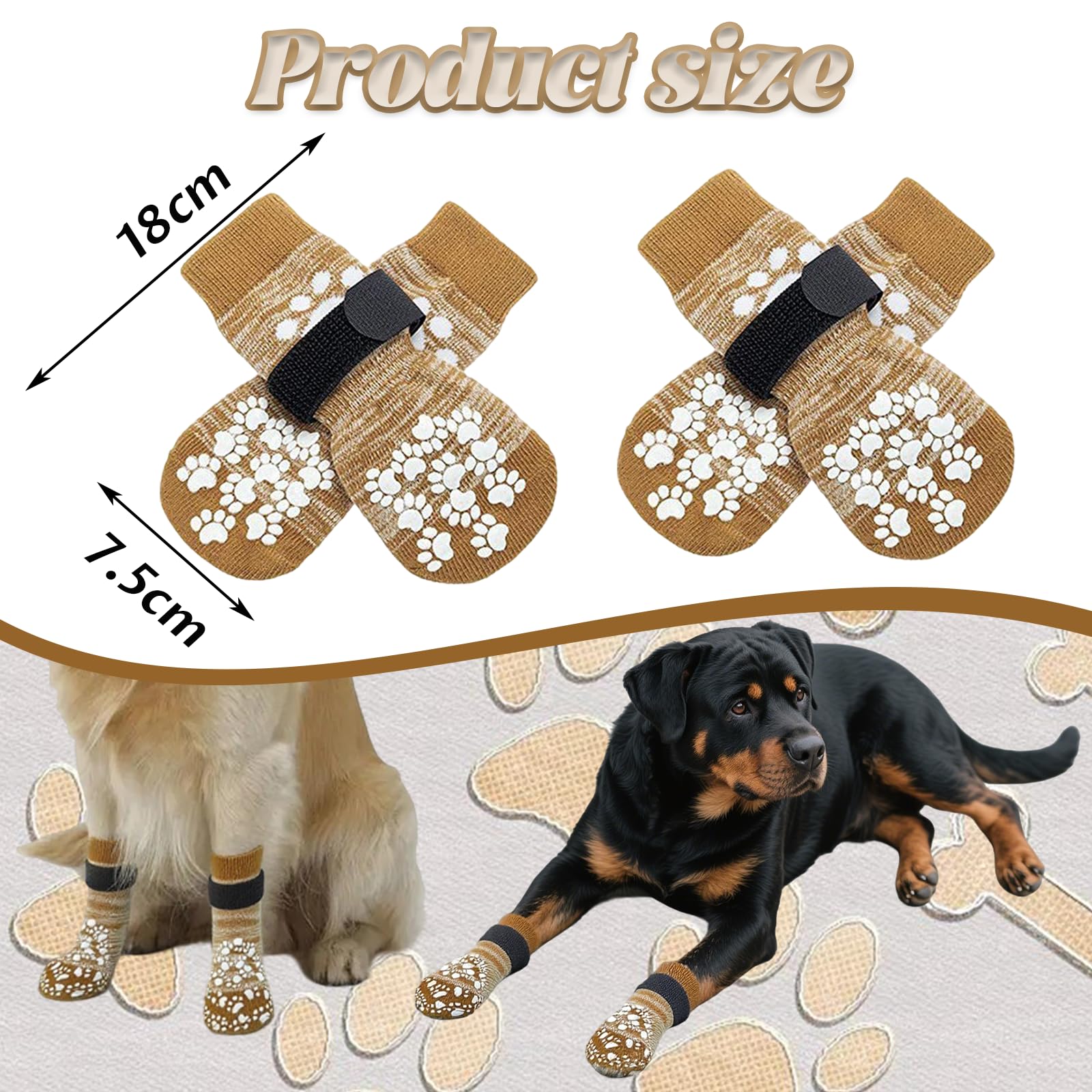 4 works of Non-Slip Dog Socks with Grip to Prevent Dogs from Licking their Paws, Suitable for Hardwood Floors Large Size - Image 2