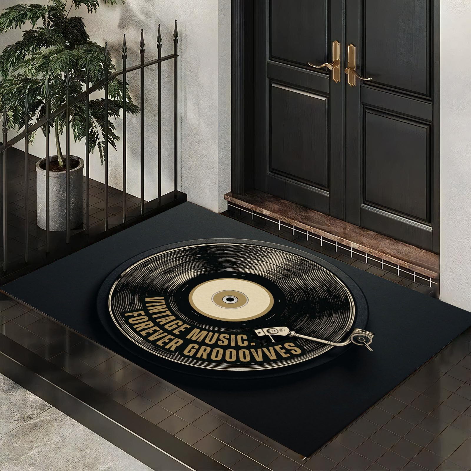 Tapis entree interieur lavable et antiderapant paillasson vinyle vintage retro 80x120