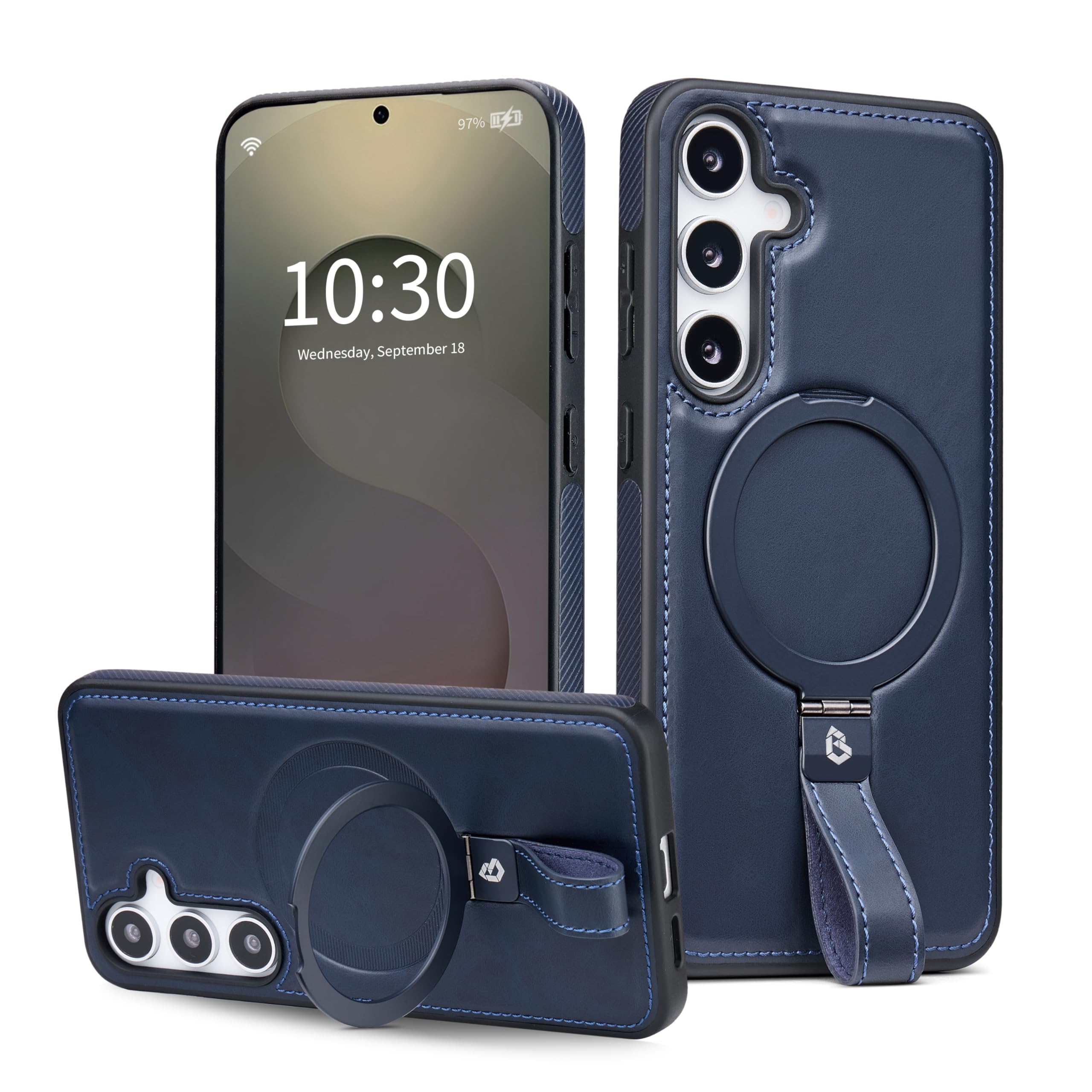 Butaiga for Samsung Galaxy S26 Case Leather with Stand, Navy