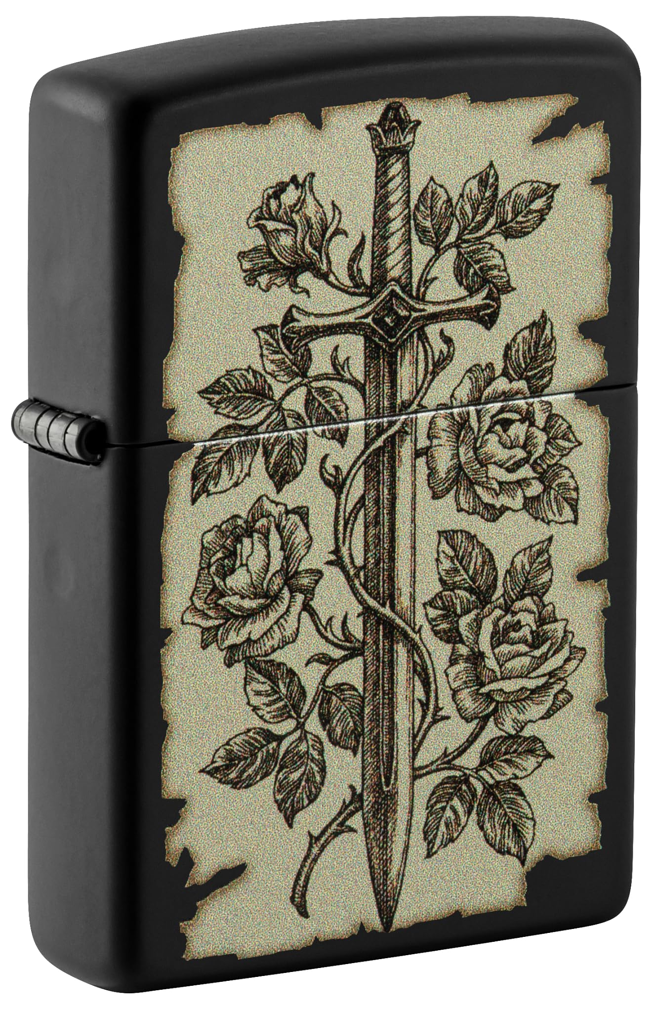Zippo Windproof Lighter, Medieval Swords Design – Matt Black, Colour Image – Refillable, Reusable, Windproof Design – Comes in Gift Box – Made in USA — image 1