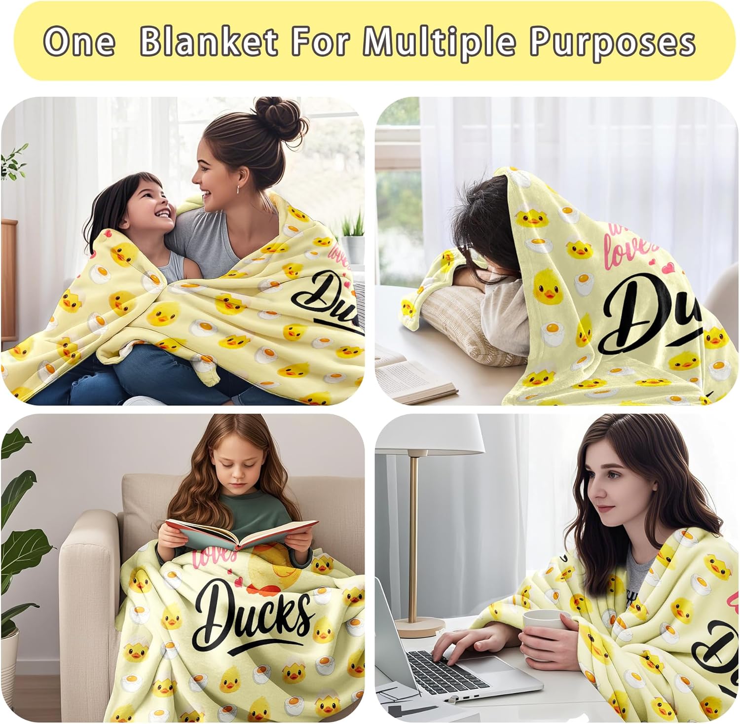 Duck Blanket Gifts for Duck Lovers Soft Flannel Ducks Throw Blanket Room Decor Merch Stuff for Girl Women 50"X40" - Image 5