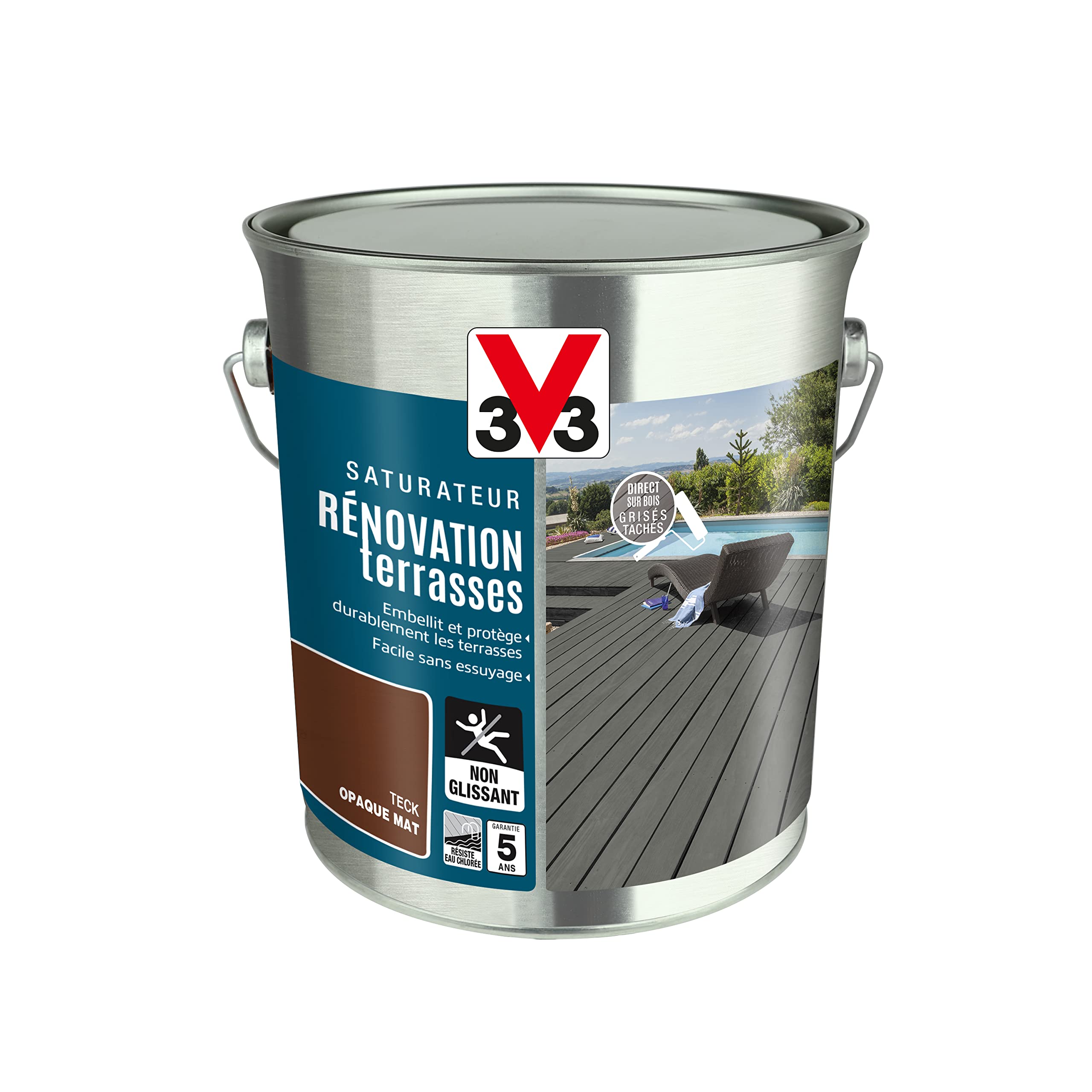 V33 Saturateur Rénovation terrasses et bardages, Teck 2,​5L