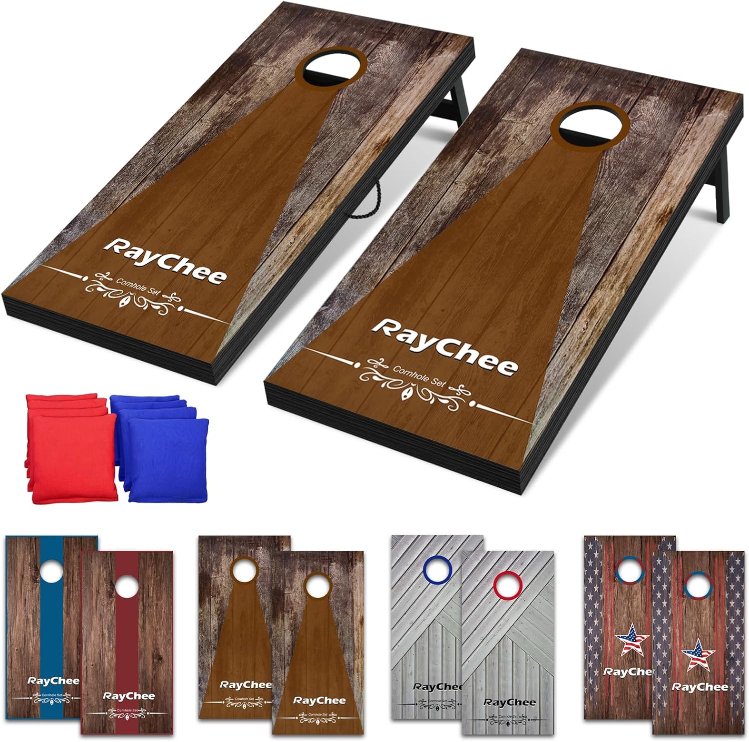 Cornhole Set Corn Holes Outdoor Game Cornhole Boards Regulation Size Corn Hole Bean Bag Toss for Adults Family Lawn Beach Outside Activities with 8 Bean Bags
