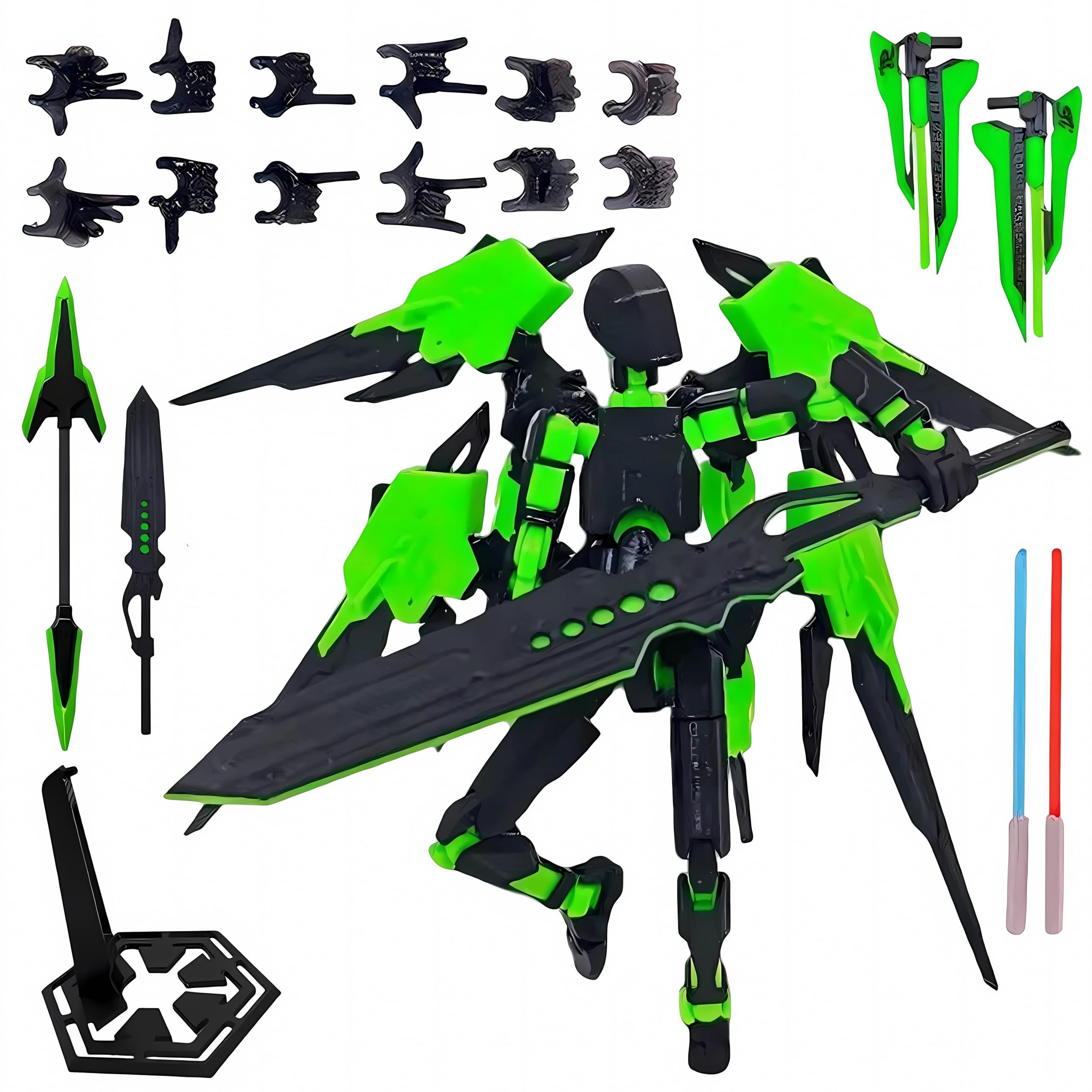 Ruilidesg T13 Action Figure Set - 3D Printed Collectible Figures for Collector Desktop Decor (Assembly Completed) (Green Mecha Set)