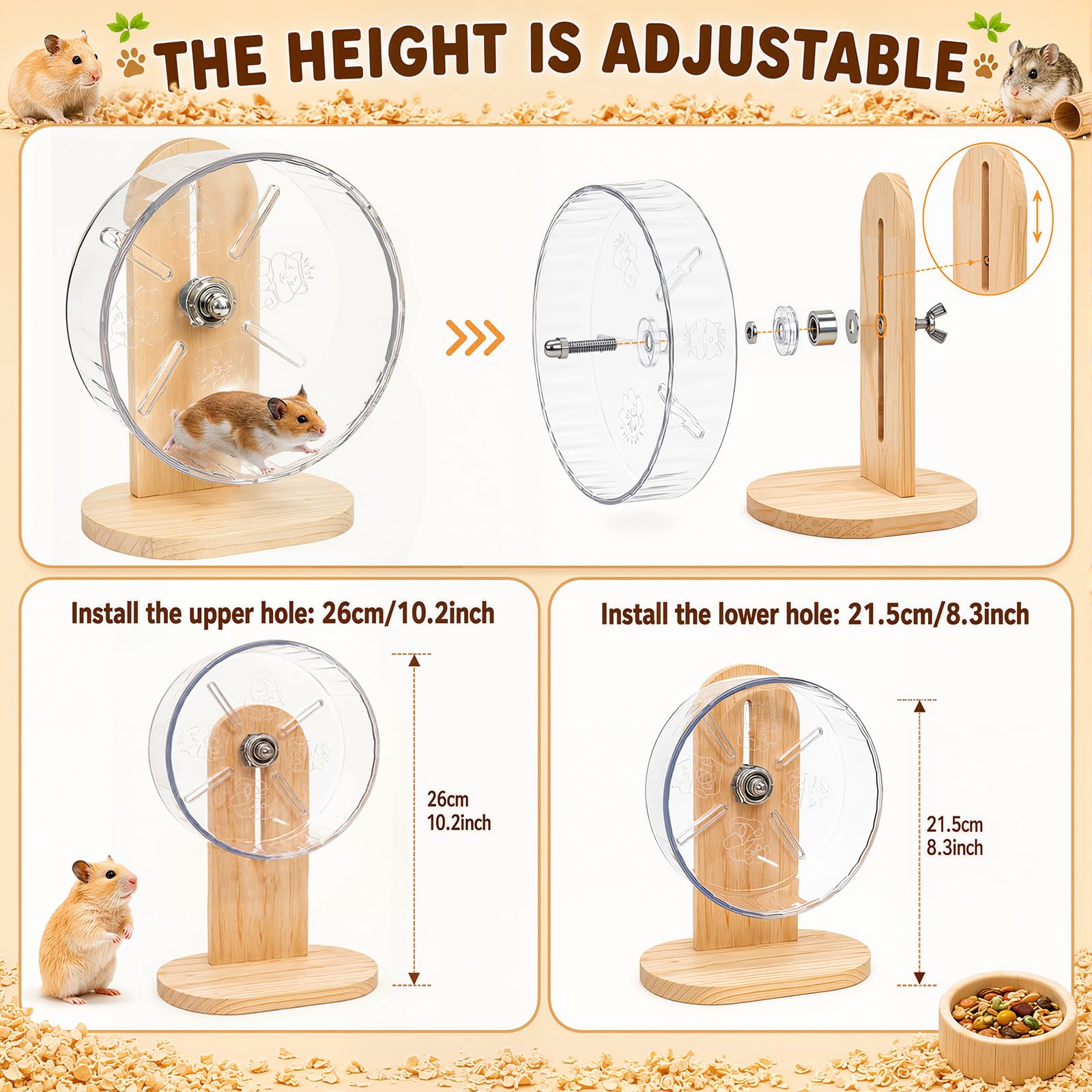 Marsui 17-teiliges Hamsterkäfig-Zubehör, inklusive Hamsterplattform, Versteck, Tunnel, leises Rad, Kletterleiter, Zaun, Wasserflaschen-Set mit Sandspiel, Kauspielzeug für kleine Tiere