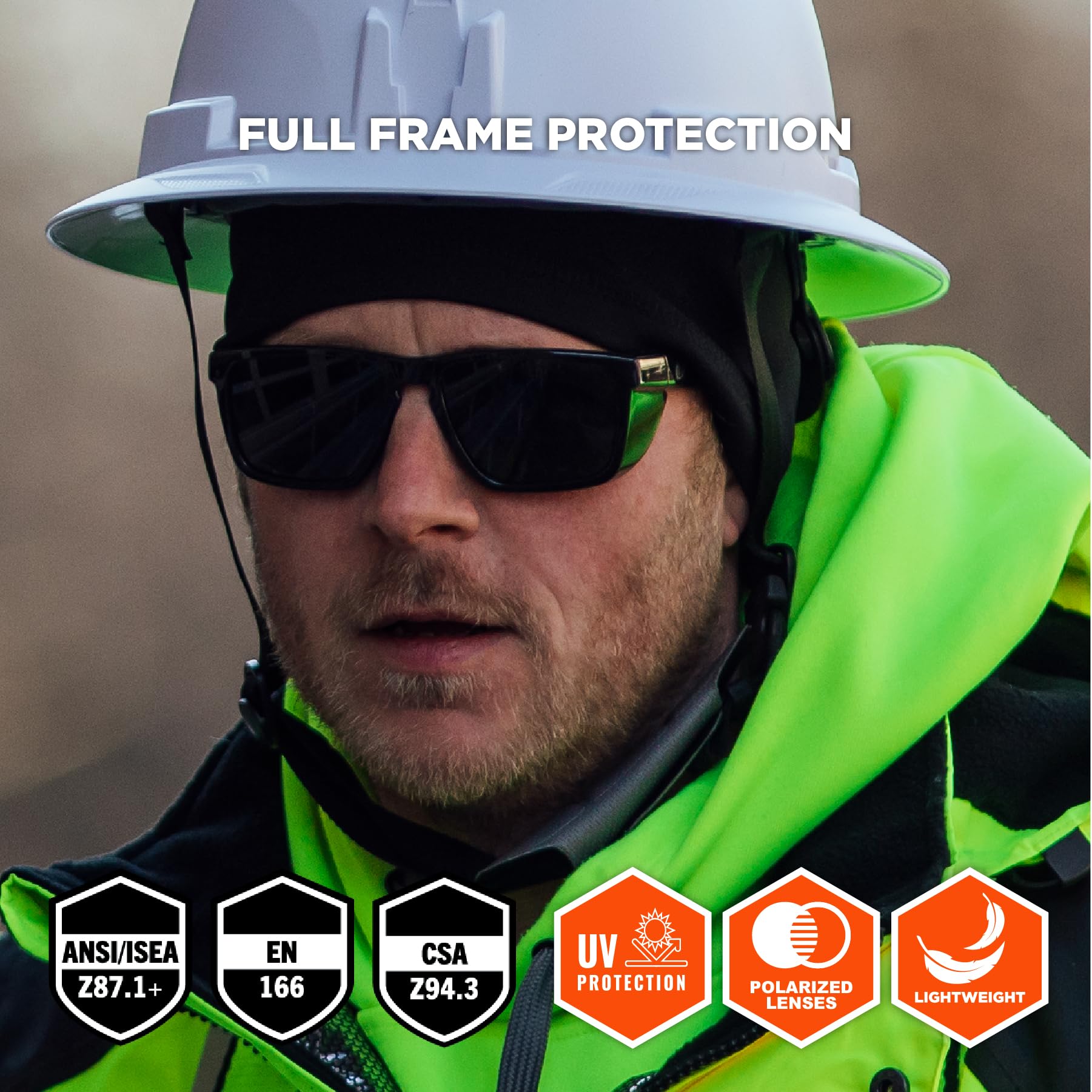 Ergodyne Skullerz SIXTEN Sicherheits-Sonnenbrille mit Seitenschildern, Anti-Beschlag