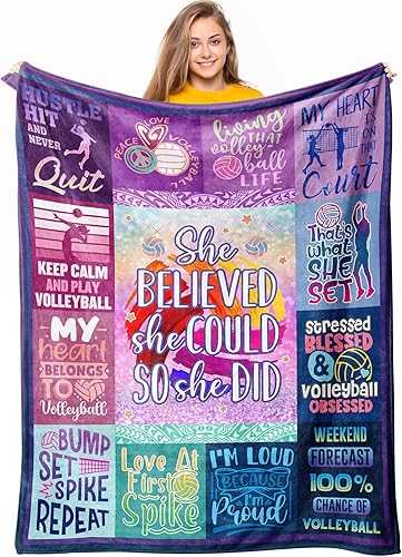 Accesorios de regalos de voleibol para niñas adolescentes, regalos de equipo de voleibol, regalos de fiesta, manta decorativa de 60 x 50 pulgadas