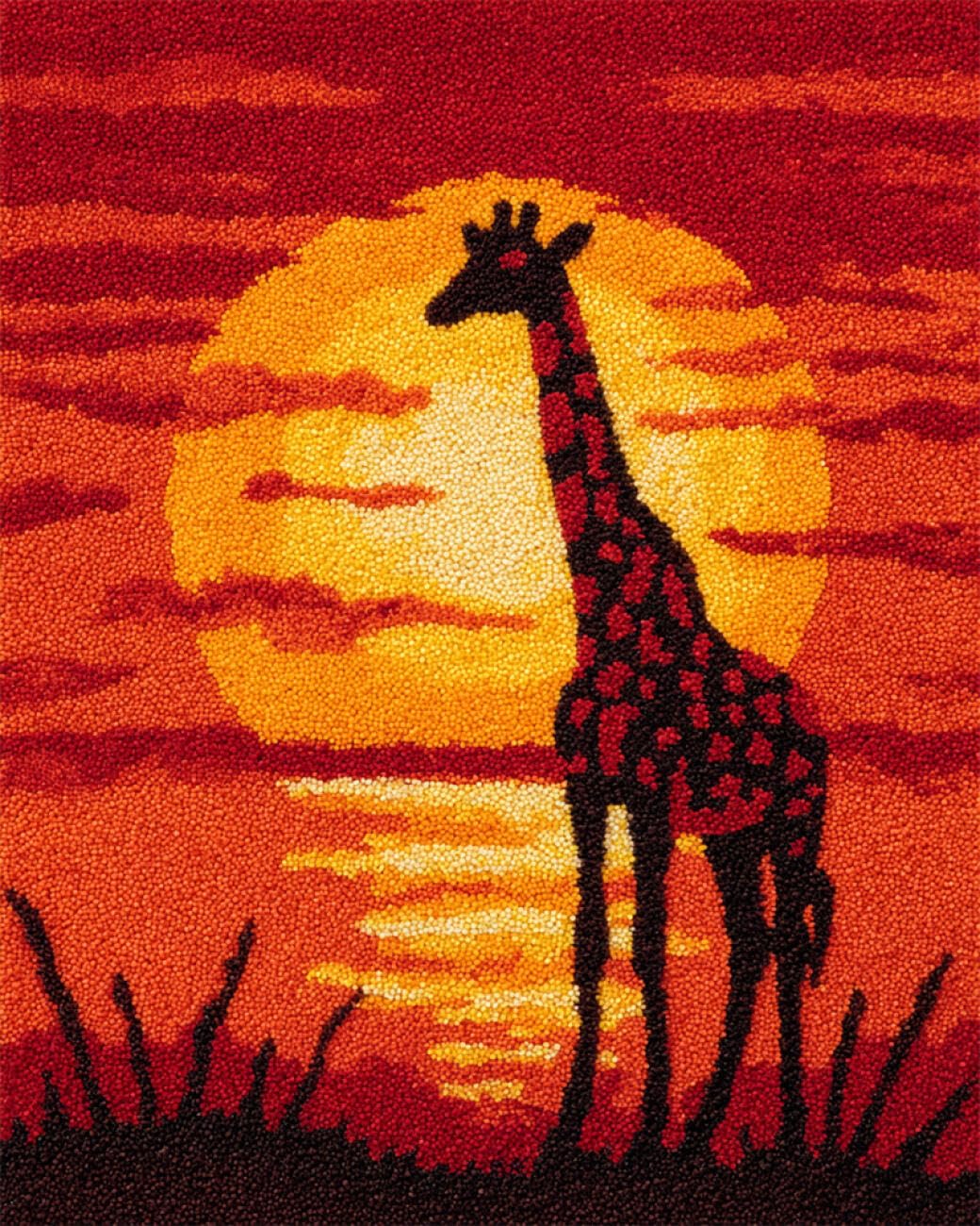 Henypt Color Diy Latch Hook Rug Kits Giraffe Silhouette 90X120cm