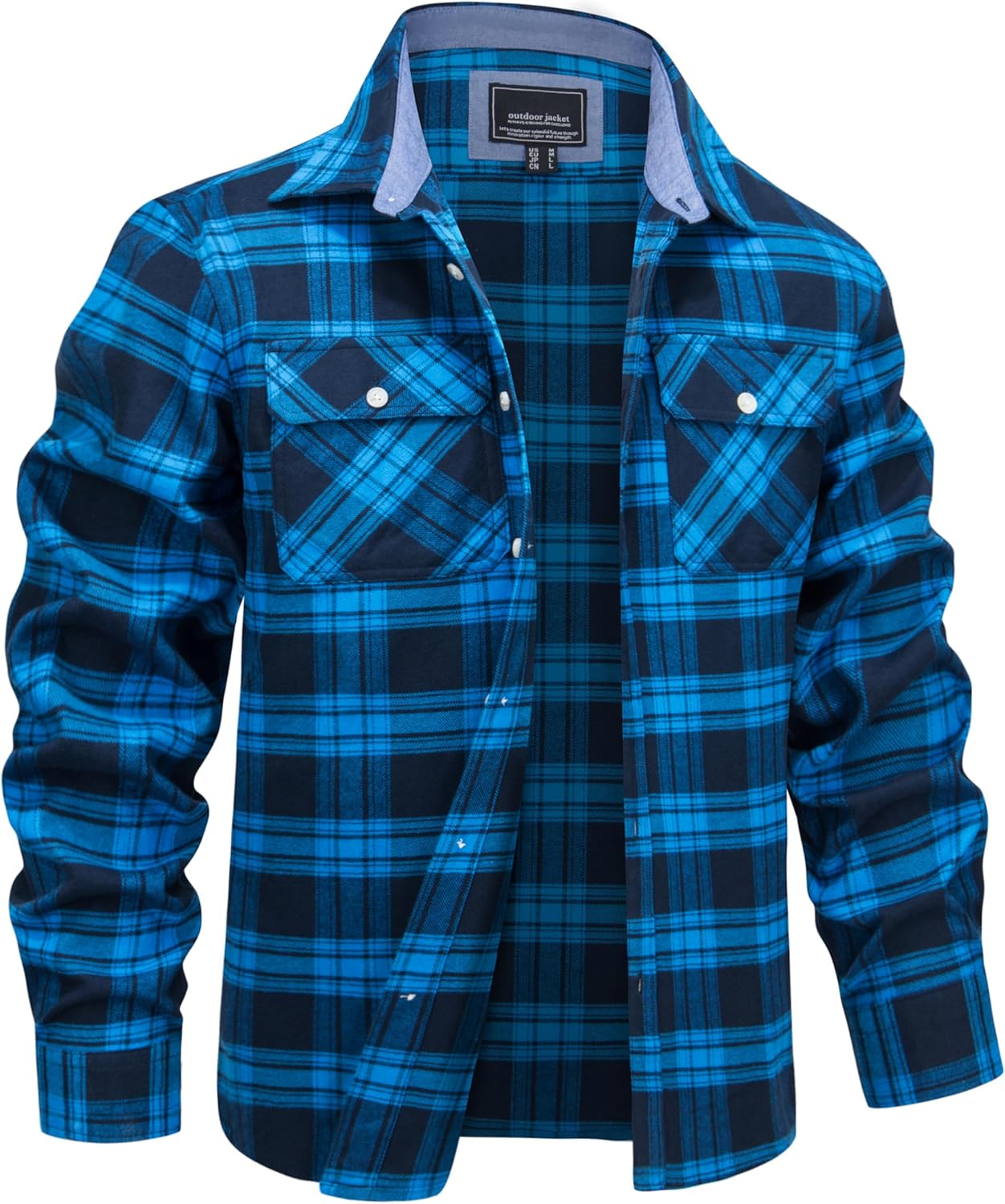 MAGNIVIT Flannel Shirt for Men Cotton Long Sleeve Plaid Shirt Lightweight Button Up Checkered Shirt Jacket with 2 Pockets