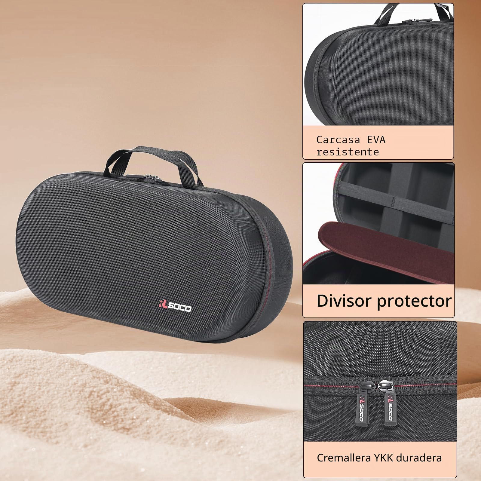 RLSOCO Funda para Dyson Airwrap i.d./Airwrap Co-anda2x Moldeador multifunción y secador - Apto para 4 Piezas de cañón largas o Cortas (Sólo Funda) - Negro