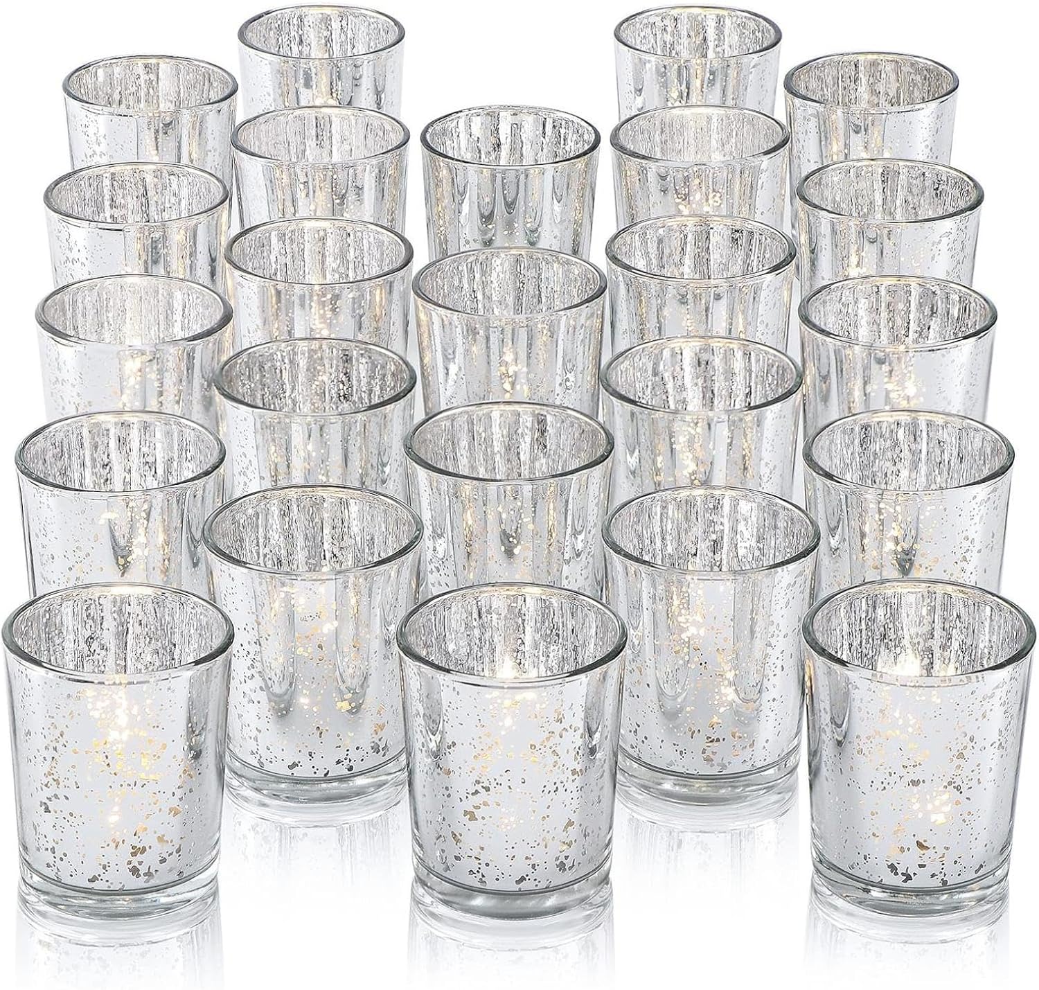 Christmas Galvanized Broken Silver Candle Holder Wax Cups