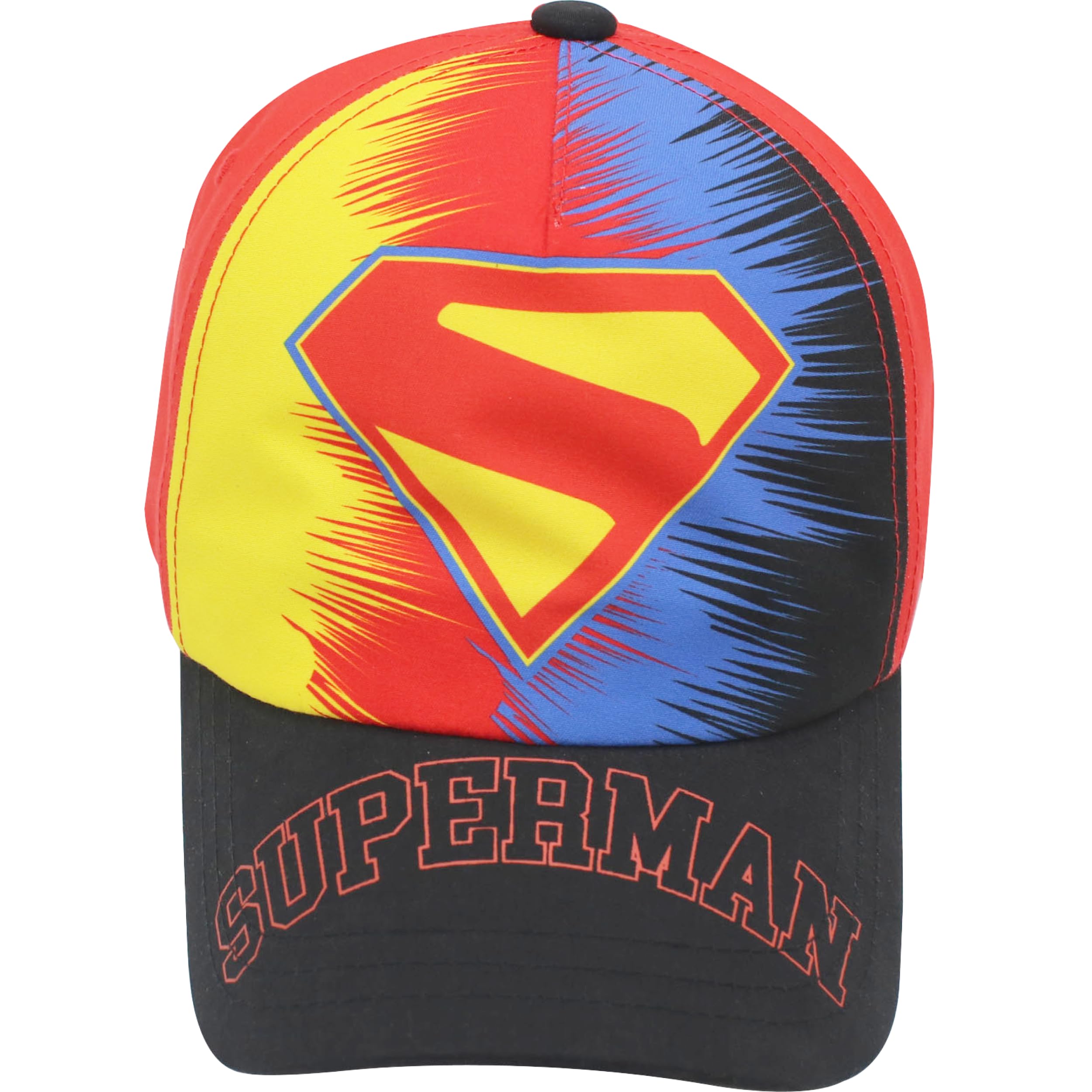 DC Comics Superman Baseball Cap Kids Adjustable Snapback Hat with Logo and Curved Brim for Boys Multi One