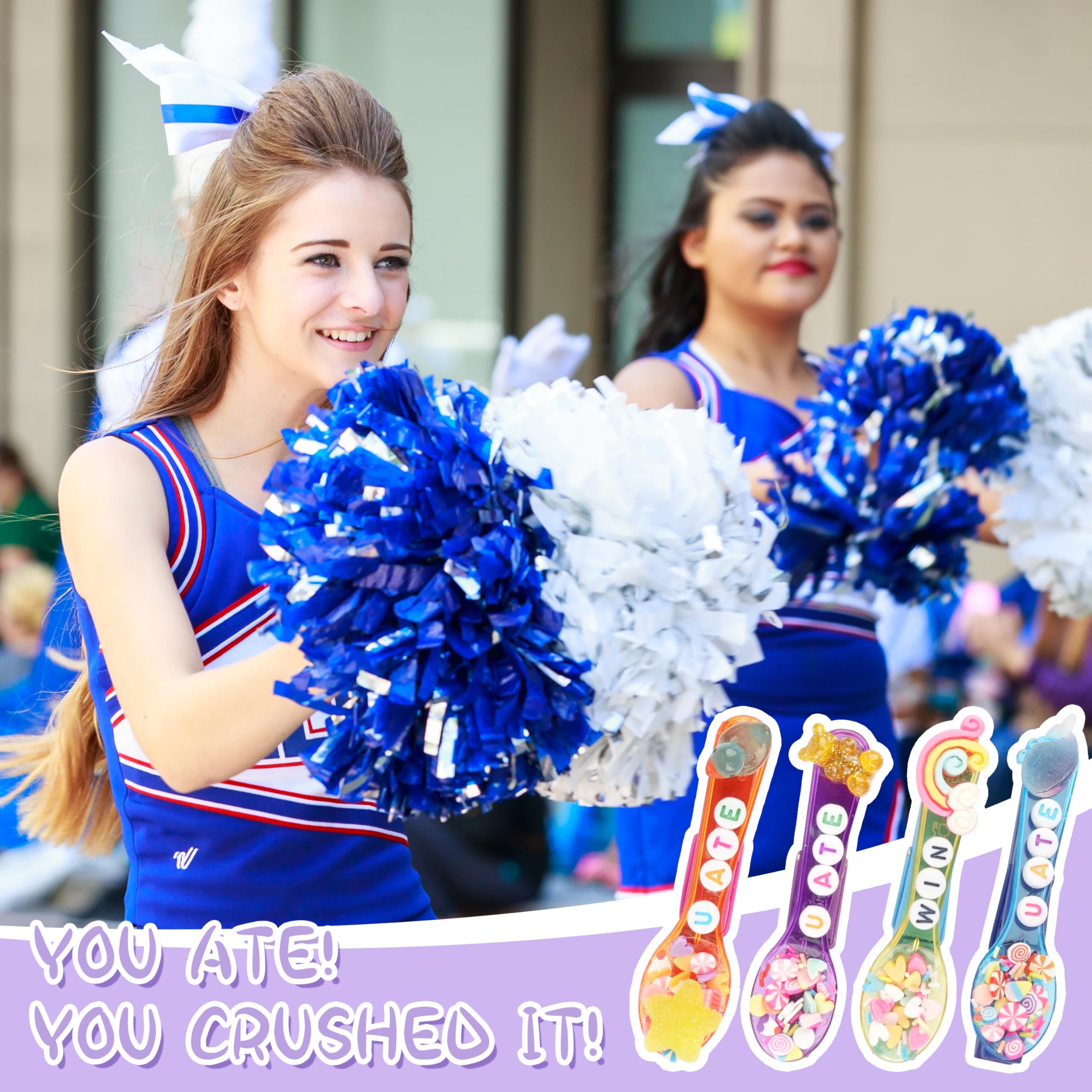 Fayoo 50 Stück DIY Cheer Pin Kit - Holznadeln, U ATE Perlen, Öffel Und Charms Für Pep Rally, Team Spirit Geschenke Sport, Volleyball, Basketball, Gymnastik, L