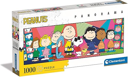 Clementoni 39805 Panorama Peanuts 1000 piezas, rompecabezas para adultos, rompecabezas de cómic fabricado en Italia