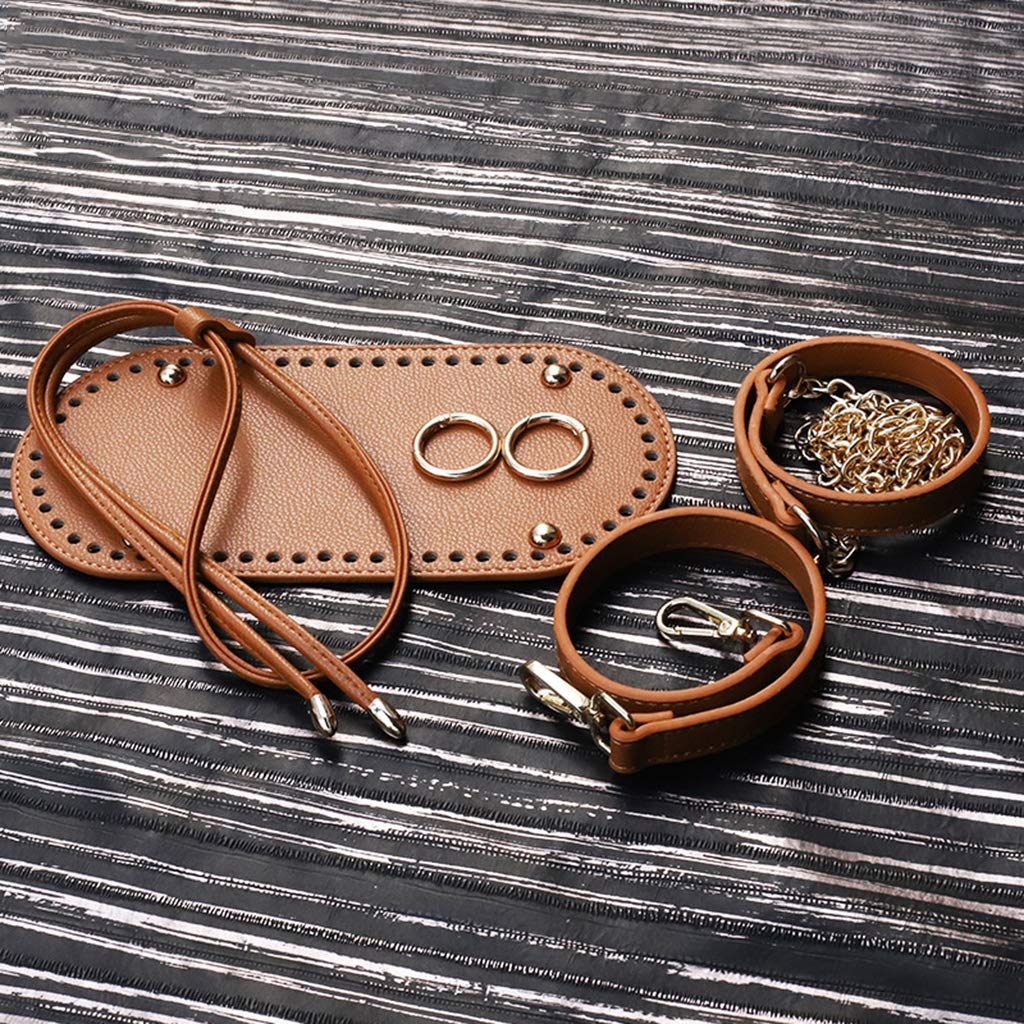 joyMerit Borsa A Tracolla per Borsa A Base di Maglia all'Uncinetto per Borsa in Pelle PU - Marrone