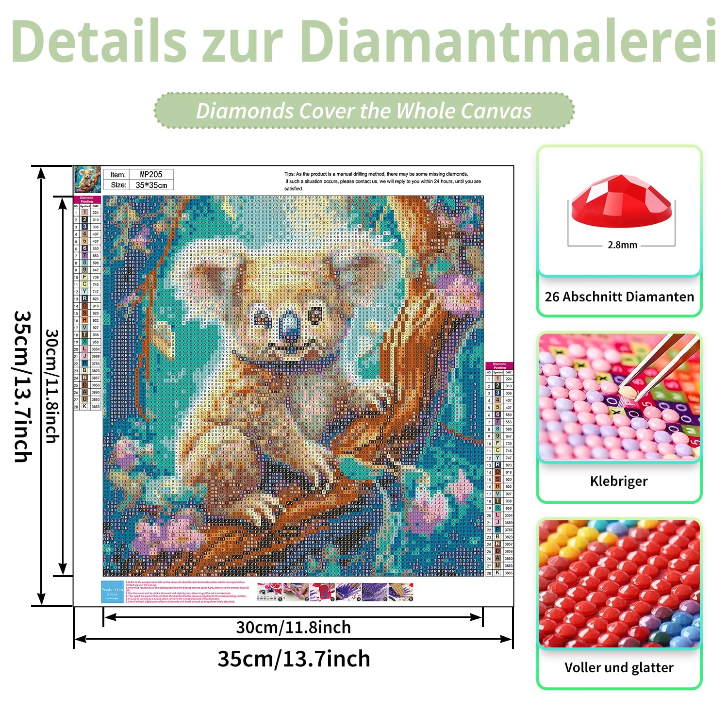 Koala Diamond Painting Set - 5D DIY Diamantbild 35x35cm Für Erwachsene