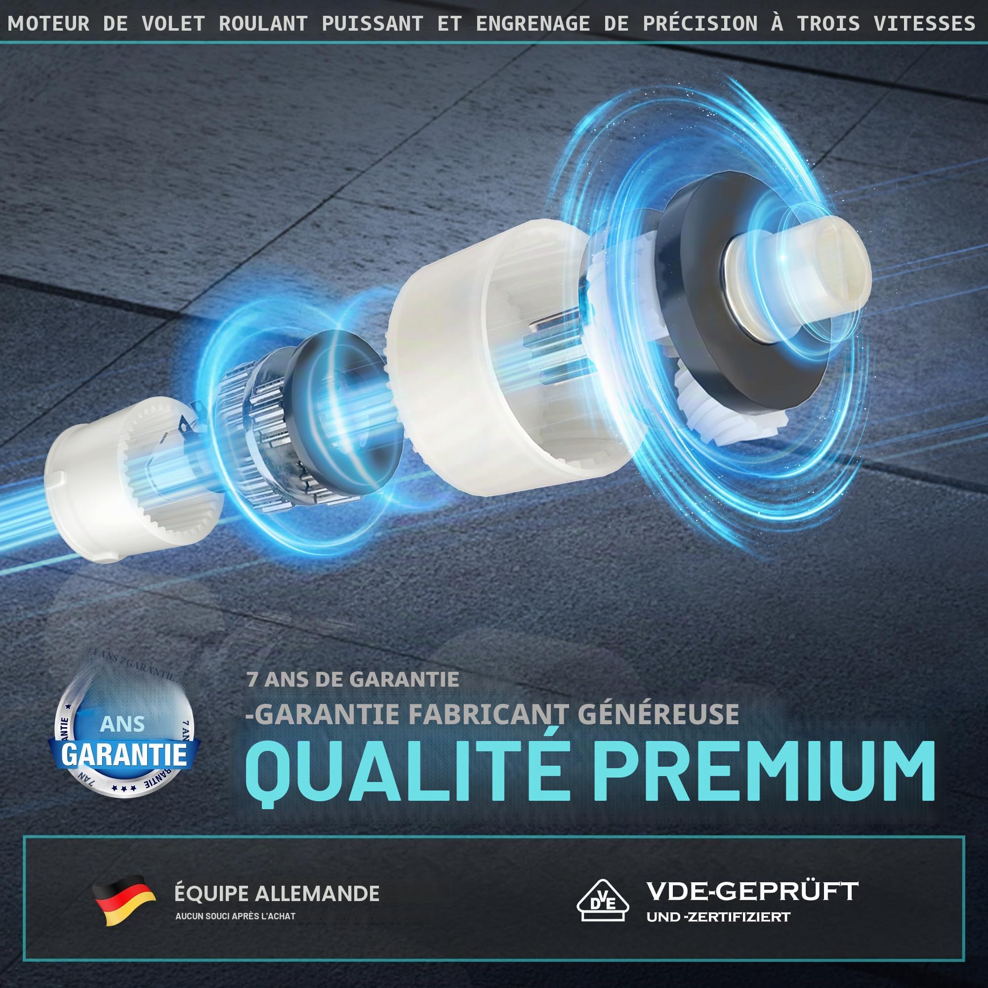 jarolift Moteur Électronique Tubulaire Sans fil, TDEF 10/14 Pour Volets Roulants SW40, Force De Traction 27 kg, Kit Complet, Détection De Blocage