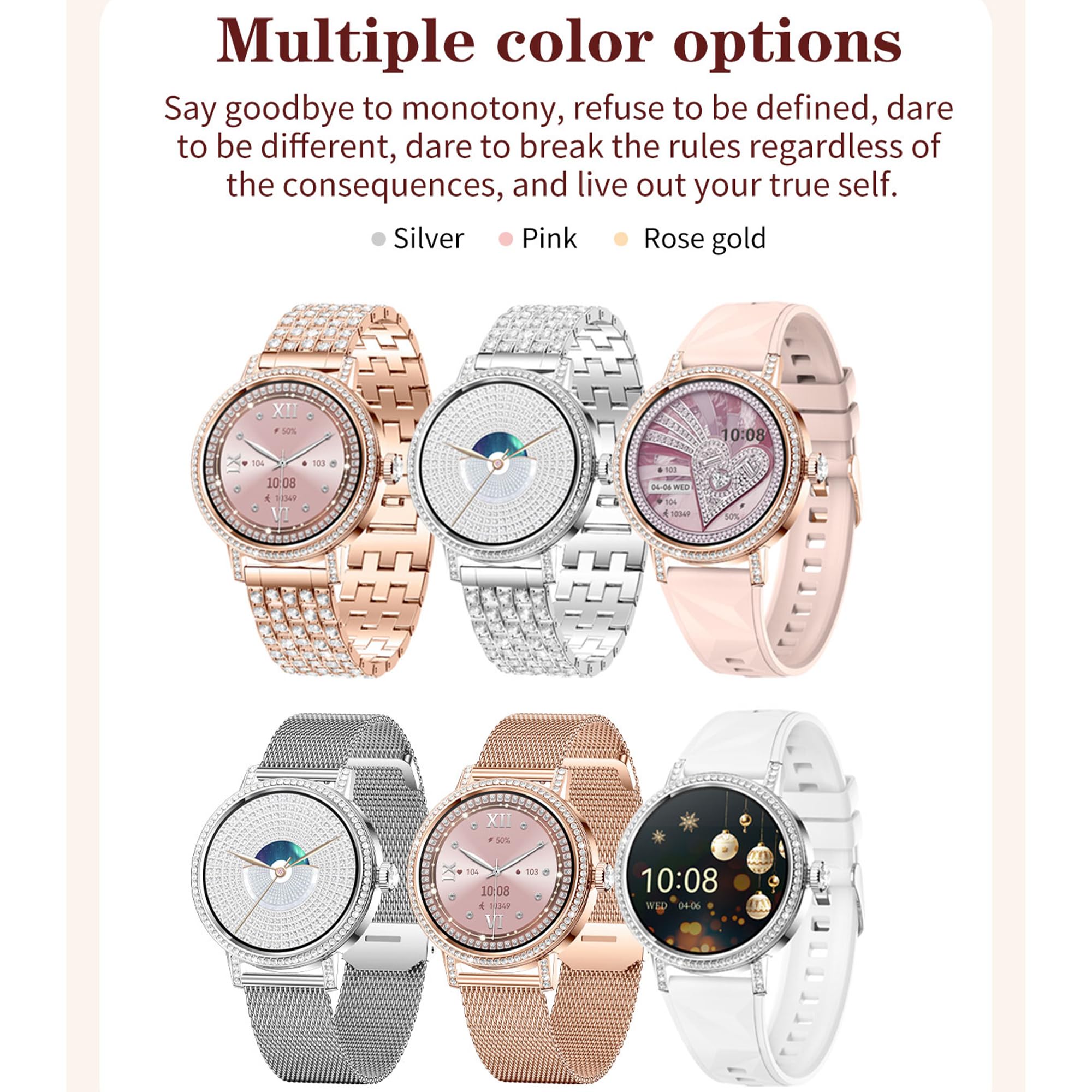 Reloj Inteligente Mujer con Llamadas, 1,27 Pulgada Smartwatch Mujer Deportivo con Podometro Pulsometro SpO2 Sueño Presion Arterial Actividad IP67 Reloj Digital para iOS Android (Plateado)