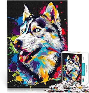 Comprar Puzzle de 1000 piezas para adultos, auriculares siberianos husky, rompecabezas de dibujos animados, regalo de cumpleaños para adolescentes a partir de 14 años, 26 x 38 cm