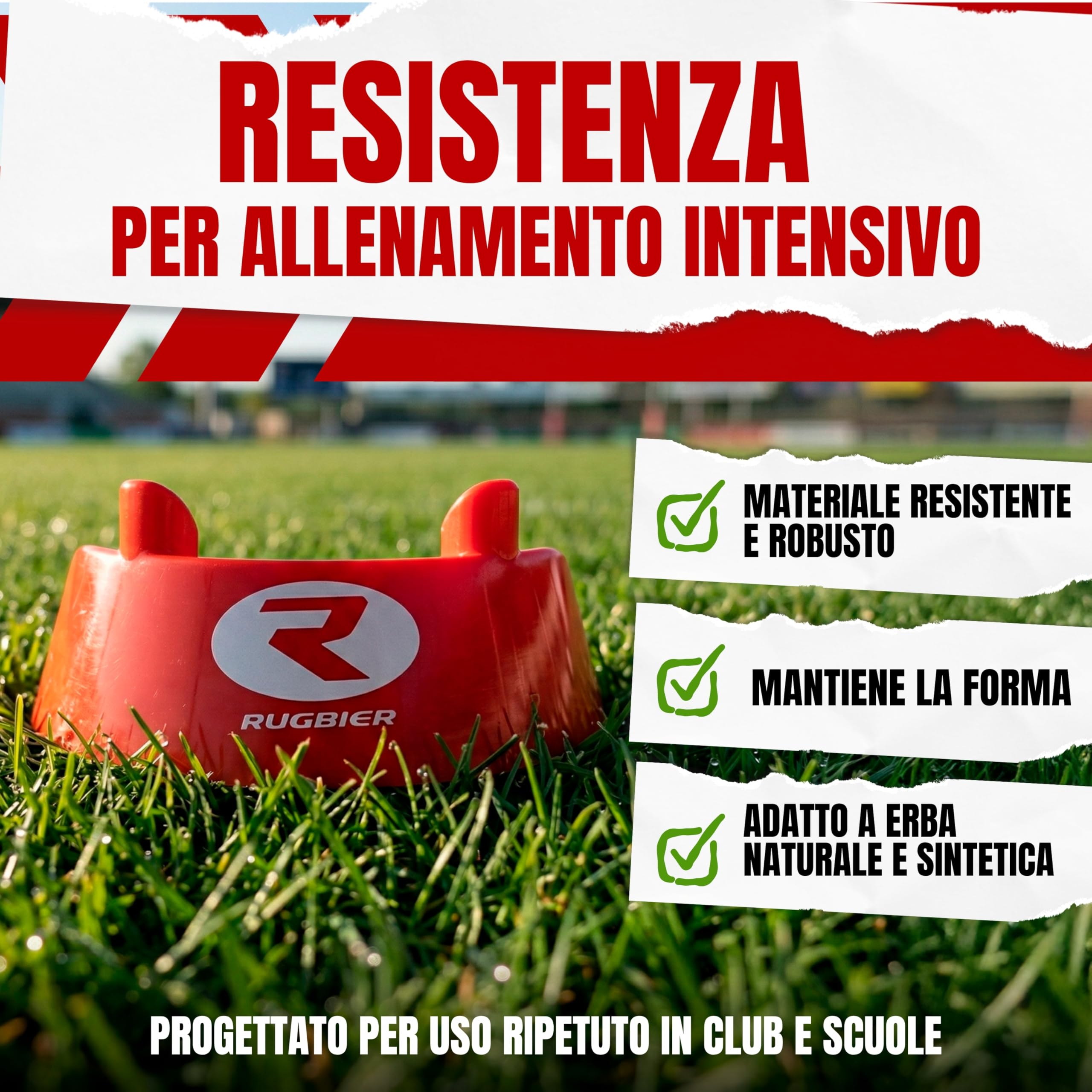 Tee da Rugby Professionale Standard Rosso – Supporto per Calci e Allenamento