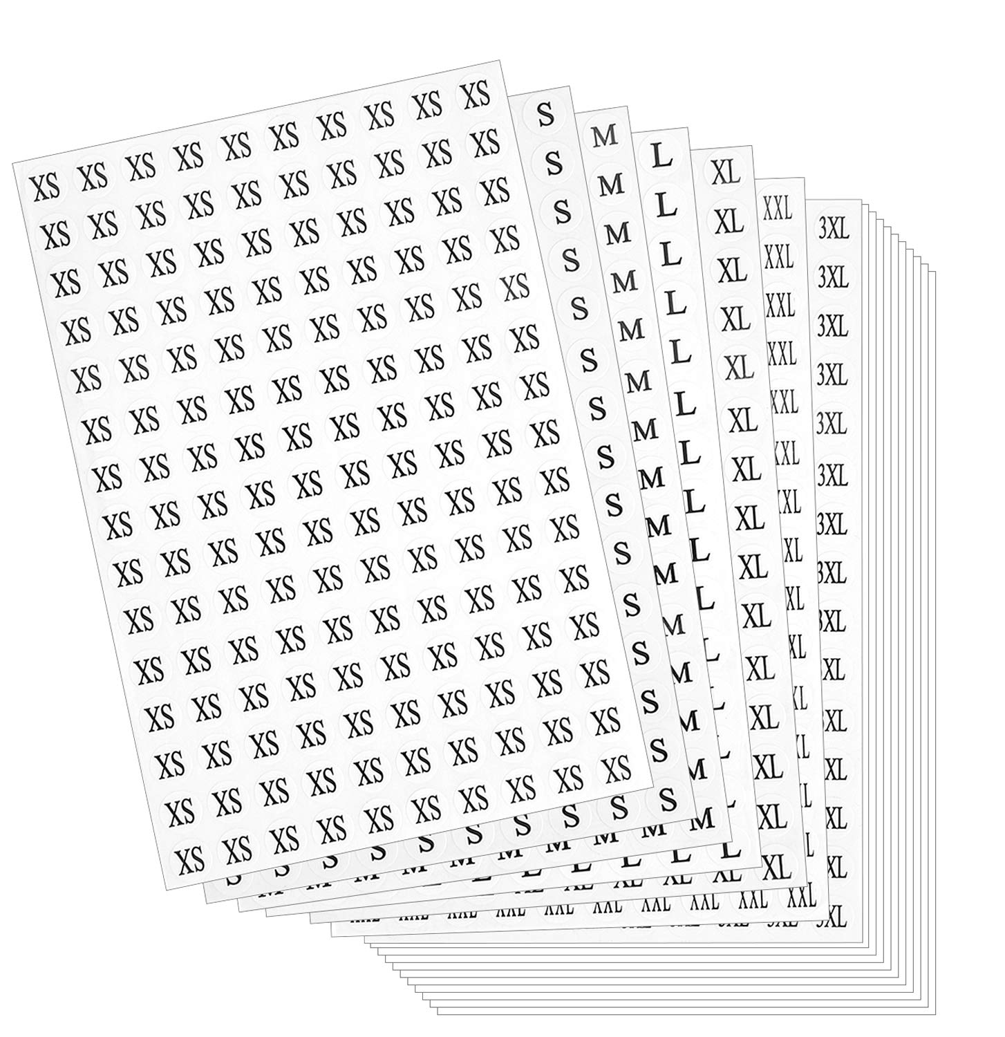 DIYASY Clothing Size Stickers,28 Sheets Round Clothing Labels Stickers All 7 Sizes (XS/S/M/L/XL/XXL/XXXL) Pack of 4200 (0.6 Inches)