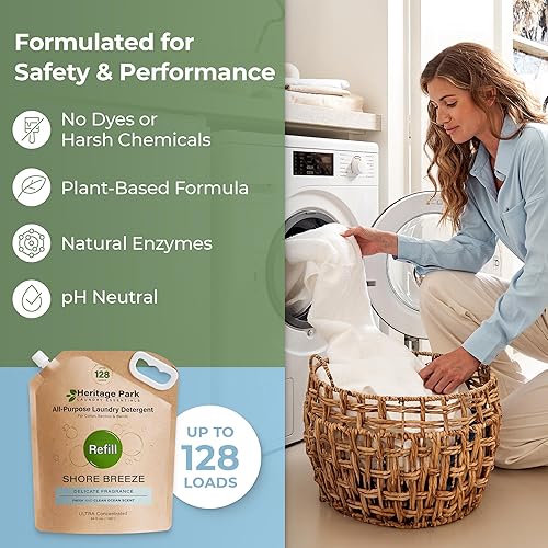 Miniatura 49 de Heritage Park - Detergente de lujo para ropa Detergente para ropa natural y enzimático probado por dermatólogos, a base de plantas, respetuoso