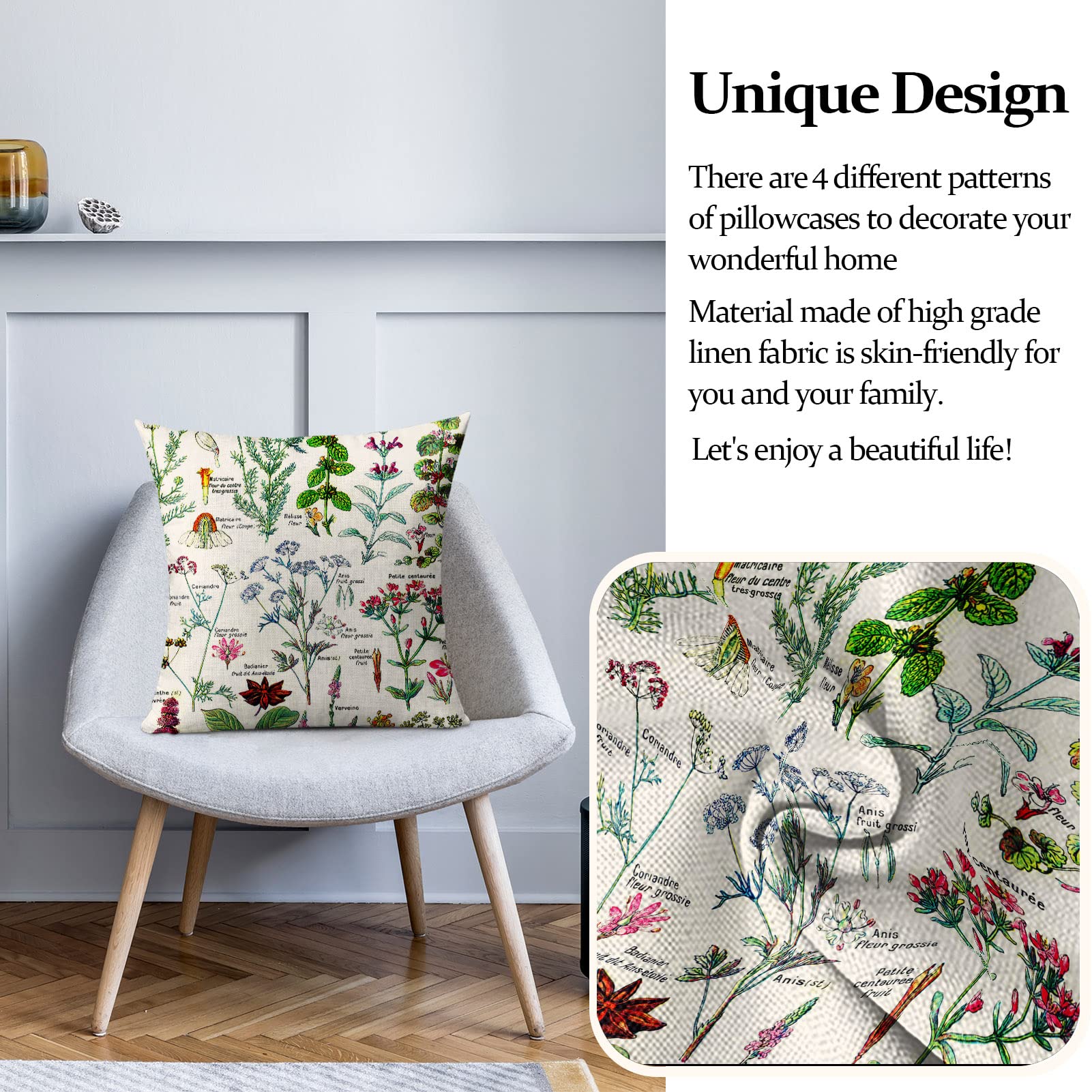 Set di 4 Federe per Cuscini Divano 50x50cm Moderne Fronte-Retro Decorazioni in Lino Federe per con Cerniera Invisibile Federa per Soggiorno Sedia Auto Decorazione Domestica Donna africana astratta