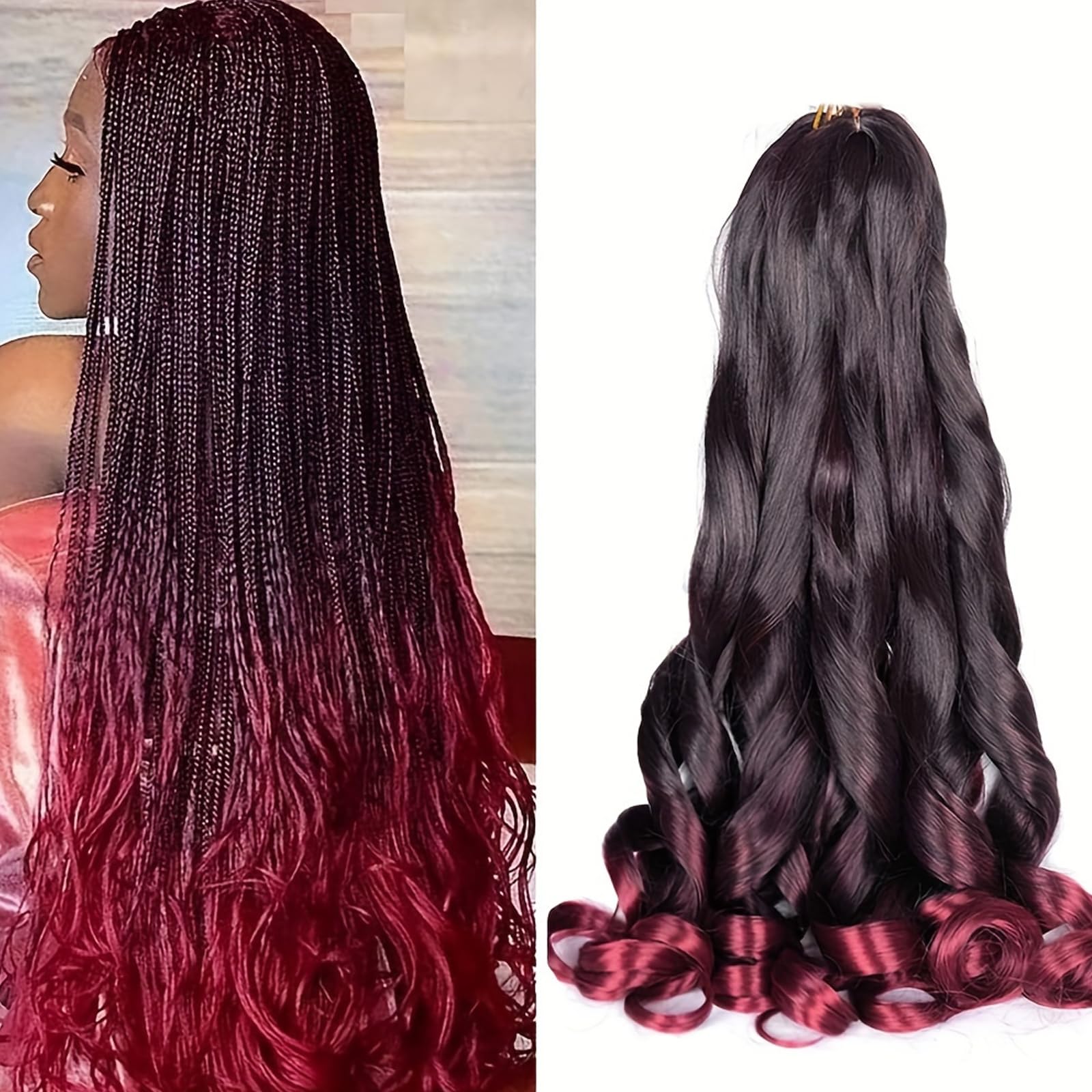 Locescsoc 24 Inch French Curls Braiding Hair 8 Packs Spanish Curly Braids Pre Stretched Loose Wave Soft French Curl Synthetic Braiding Hair Extensions for Women (1B/BUG
