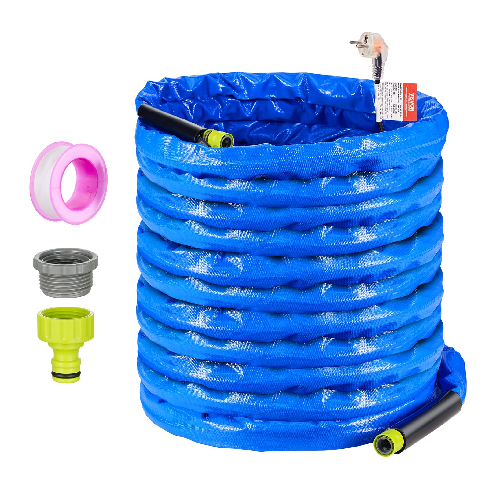 VEVOR Tuyau d'Eau Chauffant pour Camping-car 30,5 m, Tuyau d'Eau Potable Antigel jusqu'à -42,7 ℃, Autorégulation Automatique, Diamètre Intérieur de 16 mm avec Raccords Rapides, sans Plomb ni BPA