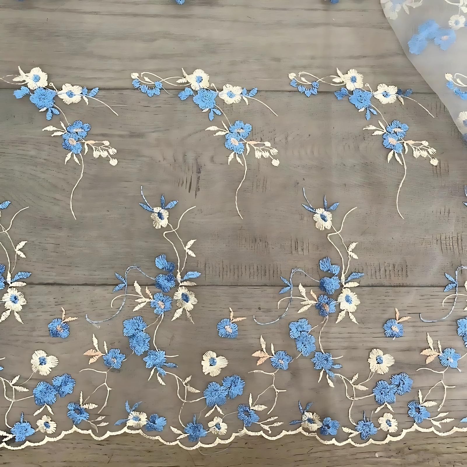Amazon | ドナリー 刺繍レース チュール生地 花柄スカラップ裾 幅130