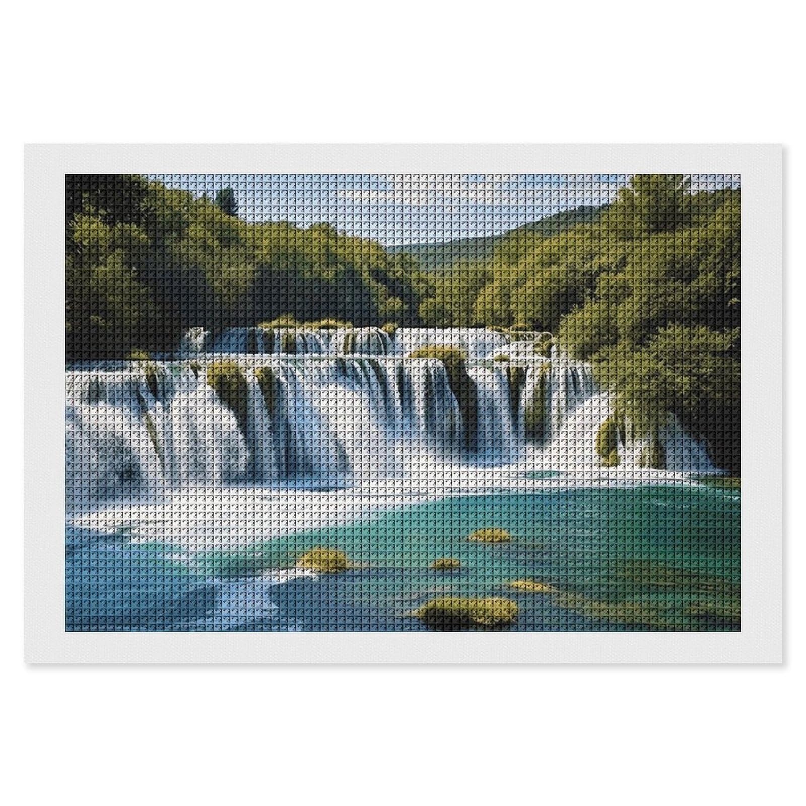Diamond Painting Kits for Adults - DIY Diamond Art Kits for Beginners - Full 5D Paint Drill Diamond Dots Paintings- Waterfalls on Krka River Diamonds Pictures Gem Art And Craft Wall Decor 8"x12"